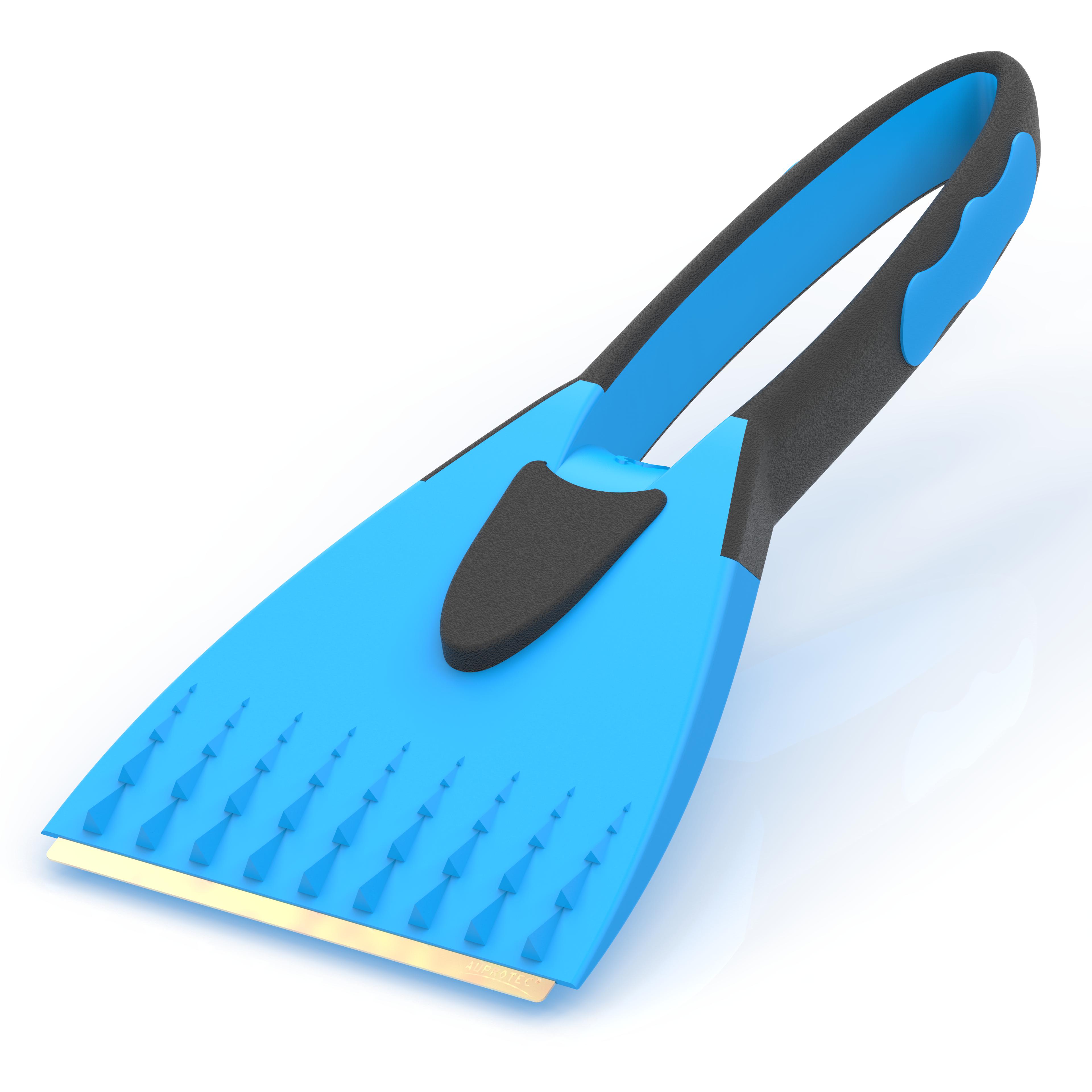 Eiskratzer 2K blau - schwarz mit Messingklinge und Softgriff rutschfest