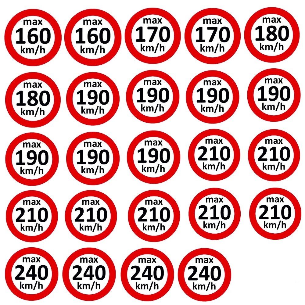 Set Geschwindigkeitsaufkleber 160 - 240 km/h nach § 36 StVZO