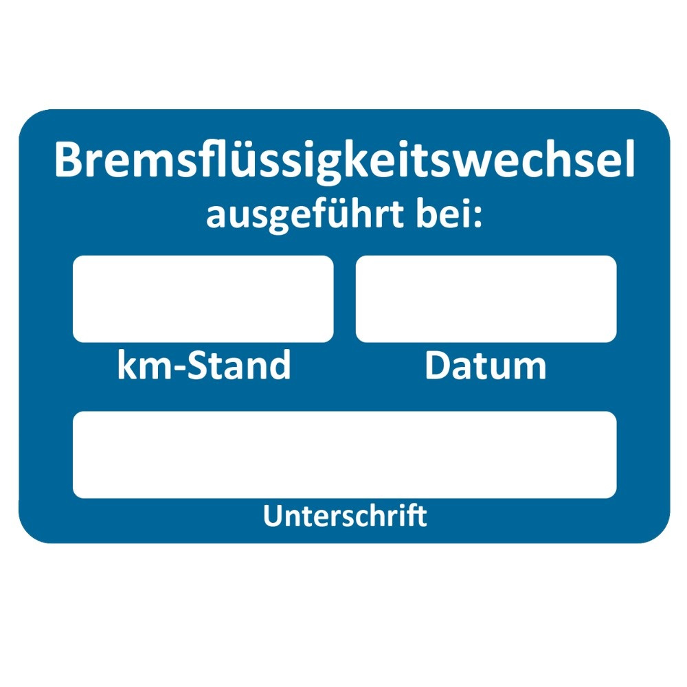 10 Kundendienst Aufkleber Werkstatt Serviceaufkleber Bremsflüssigkeitswechsel ausgeführt