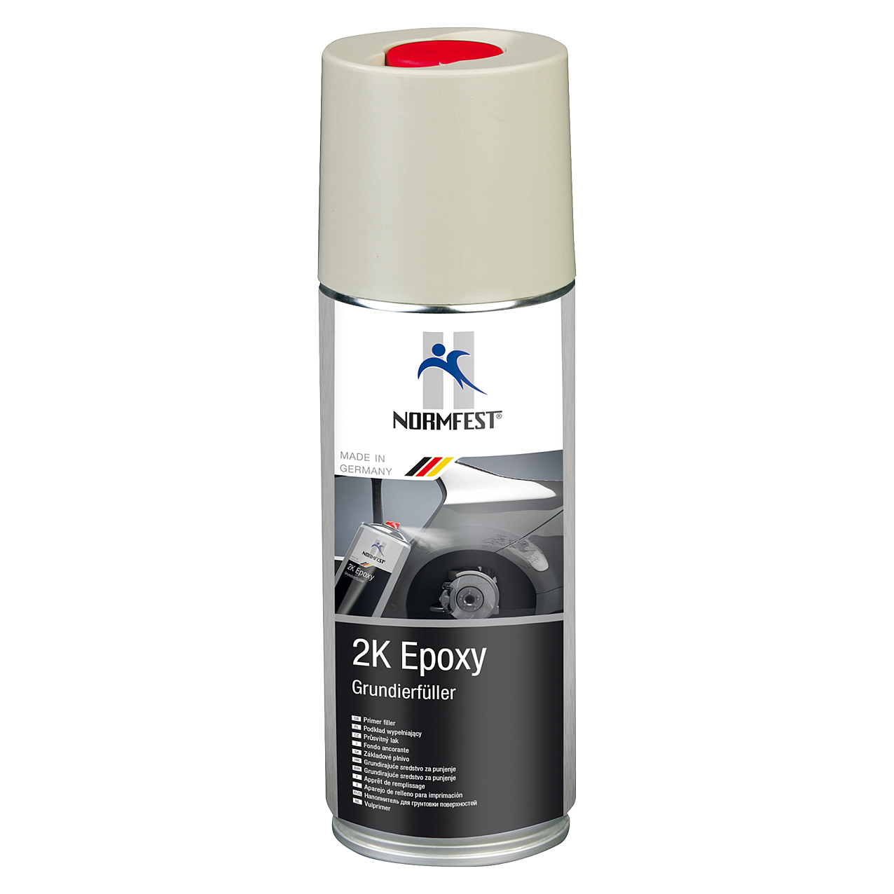 Pistolengriff + Normfest 2K Grundierfüller Epoxy Lack Füller Grundierung Spray matt beige 3X 400ml