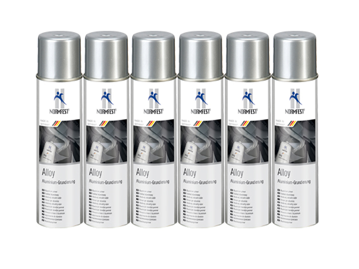 Pistolengriff + Normfest Aluminium Grundierung Alloy Alu Grund Aluspray 600°C hitzebeständig Spray 6x 400ml