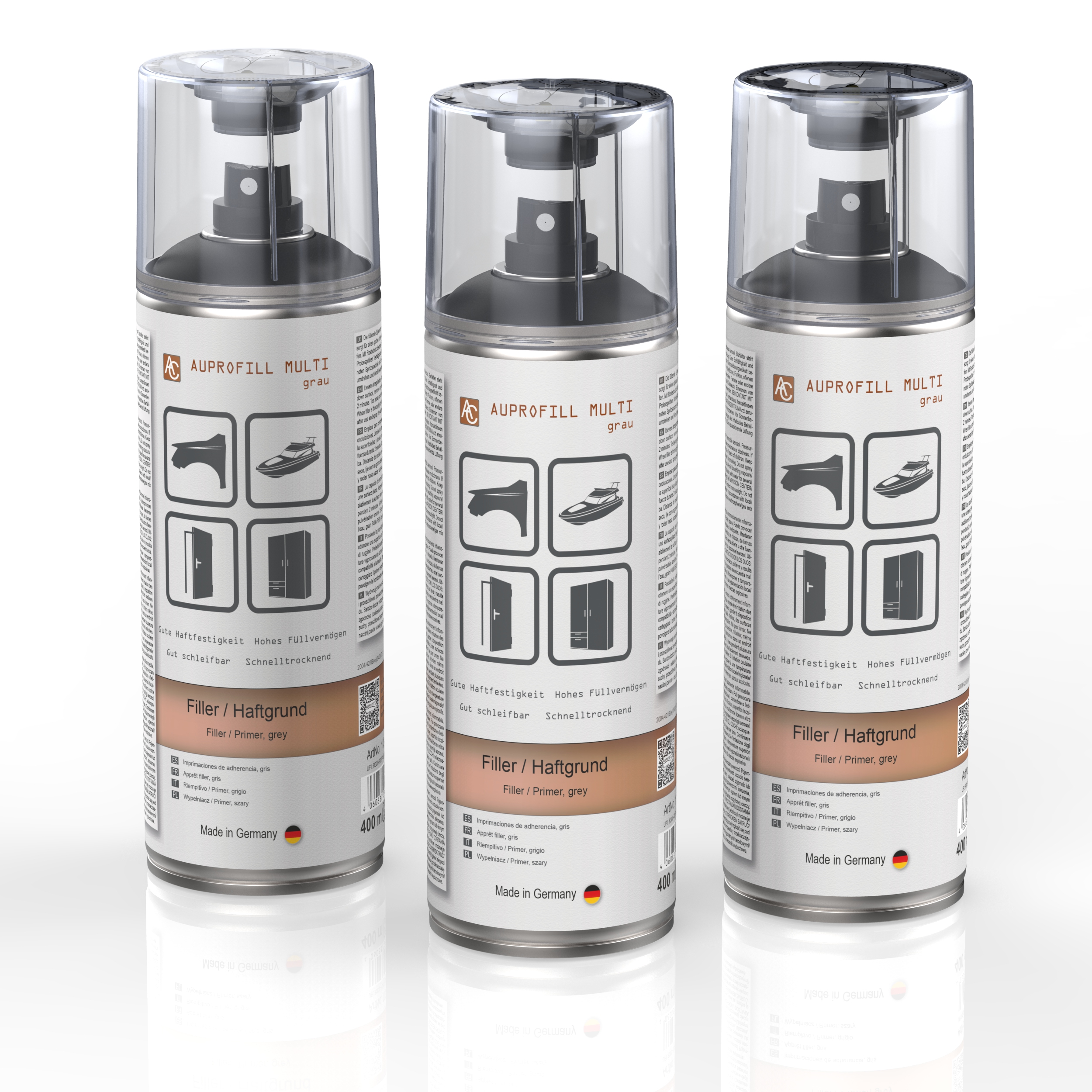 3 Dosen AUPROFILL MULTI Filler Haftgrund grau 400ml
