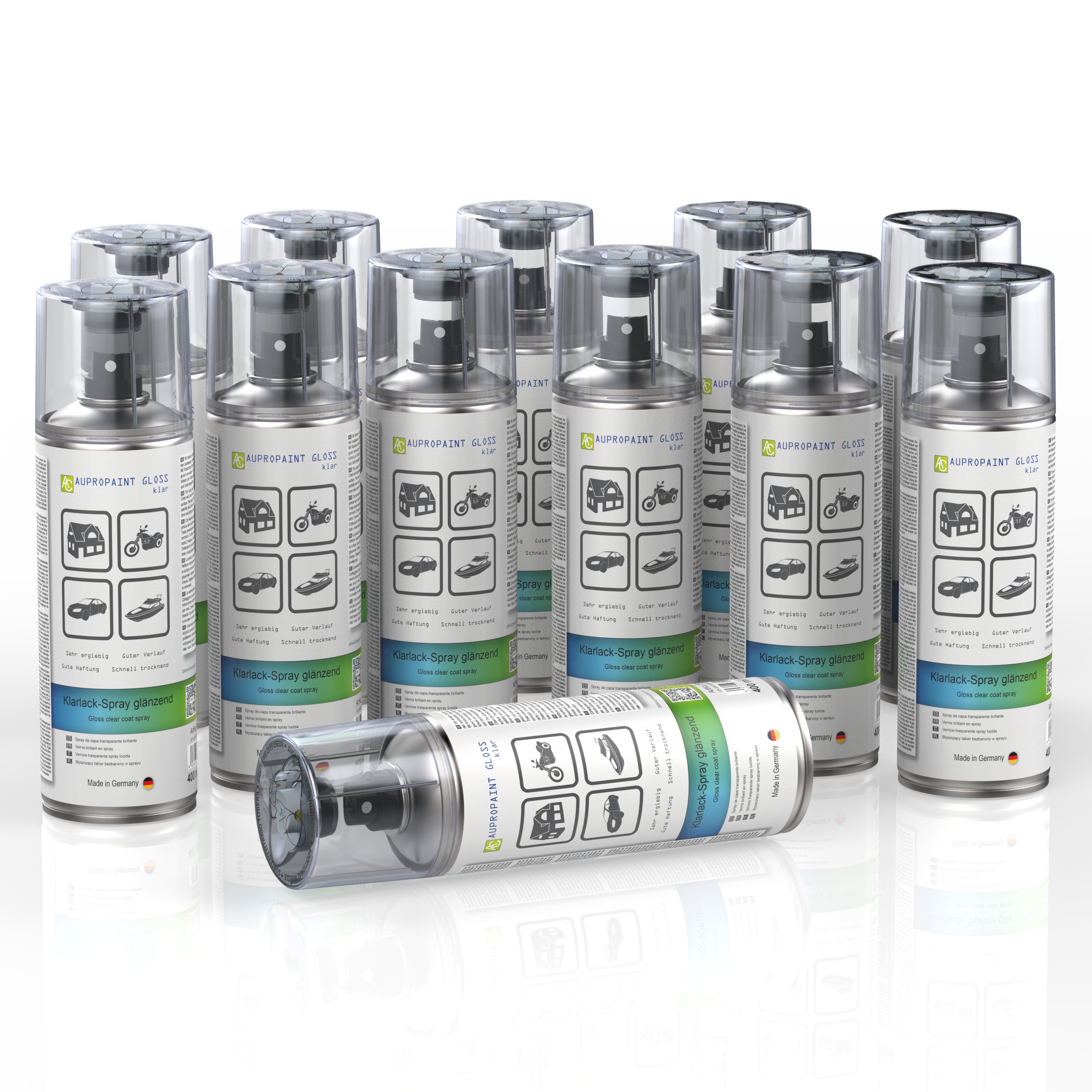 12 Dosen AUPROPAINT GLOSS Klarlack Spray glänzend 400ml