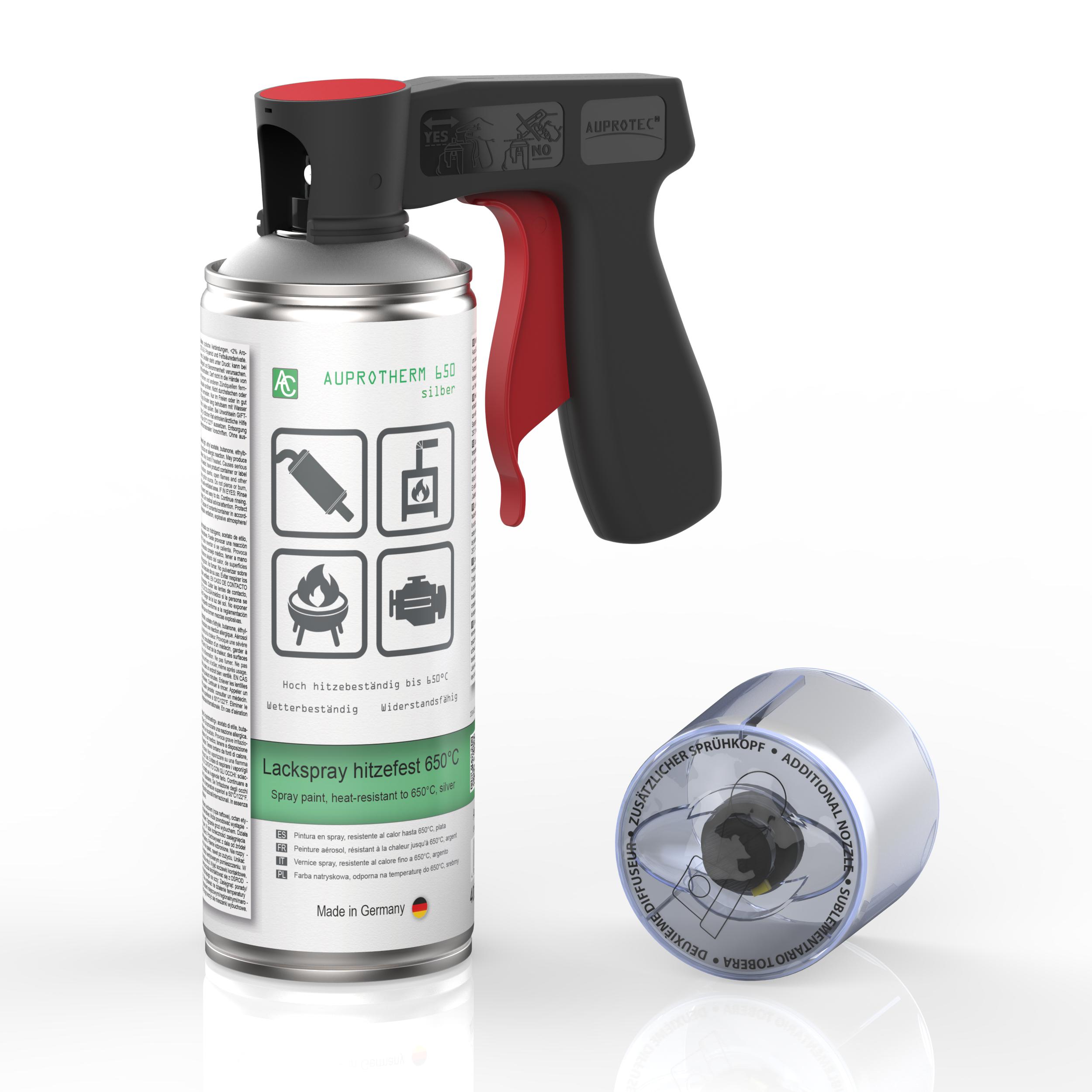 1 Dose AUPROTHERM 650 Lackspray silber hitzefest 400ml mit Pistolengriff