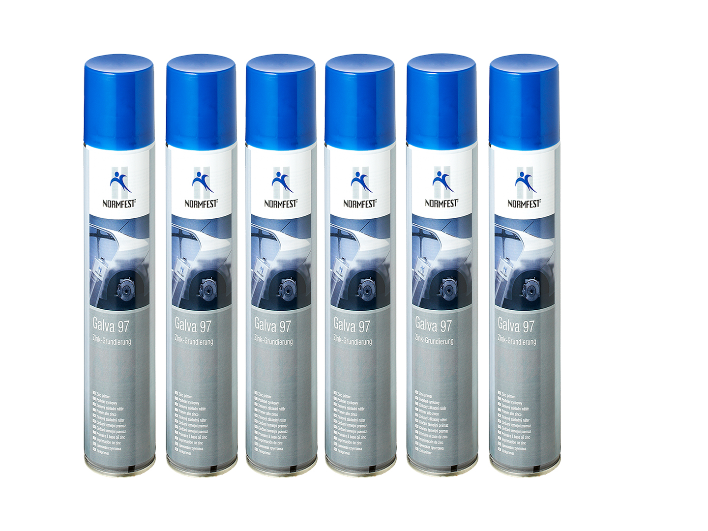 Pistolengriff + Normfest Zink Grundierung Galva 97 Ultra hitzefest 490°C schweißbar Zinkspray Farbe 6x 400ml