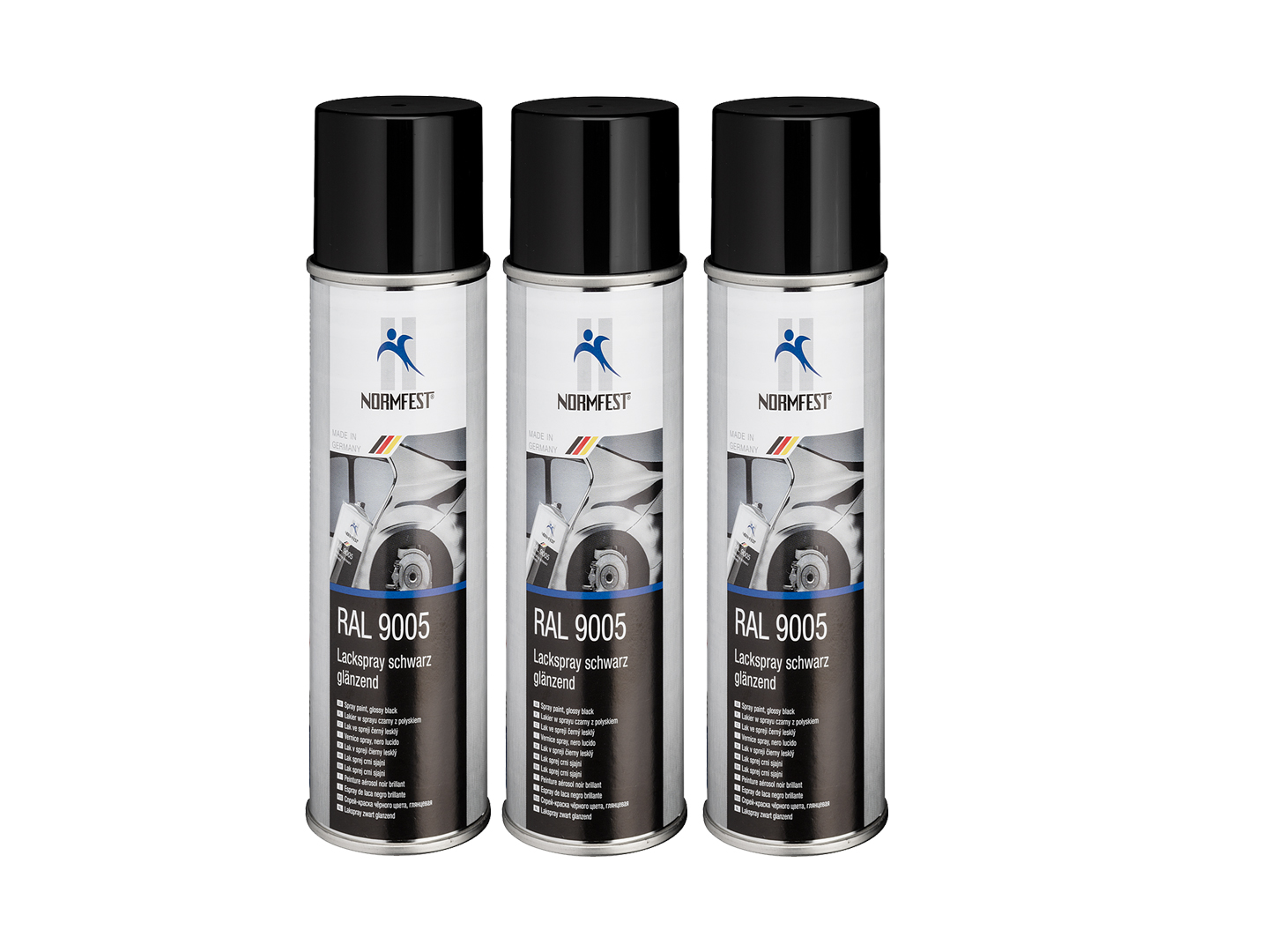 Lackspray RAL 9005 schwarz glänzend Sprühlack Glanzlack Auto Lack Spray 3x 400ml + 1x Original Pistolengriff