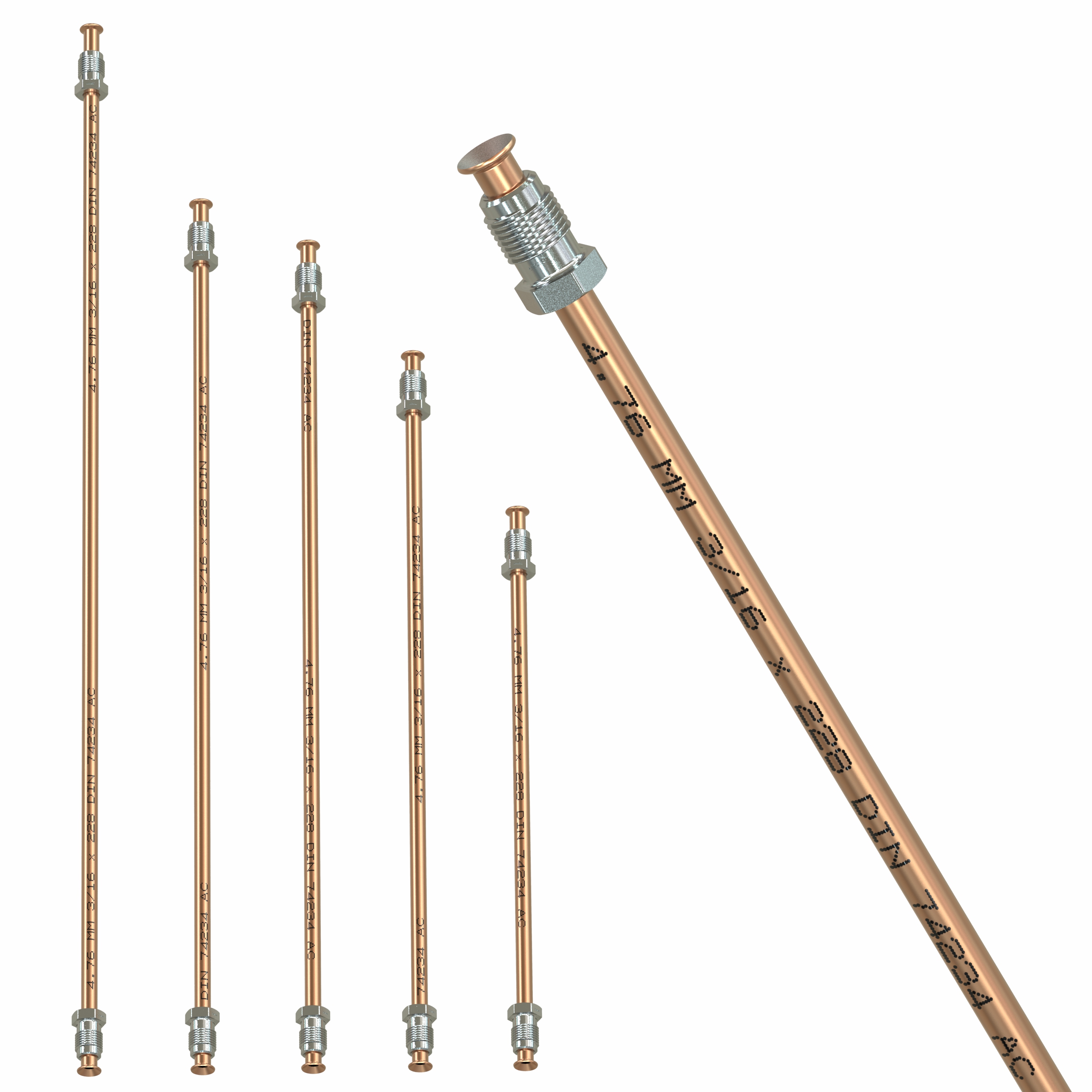 960 mm Bremsleitung Kunifer mit ABE Ø 4,75 mm Bördel E gebördelt M10 x 1