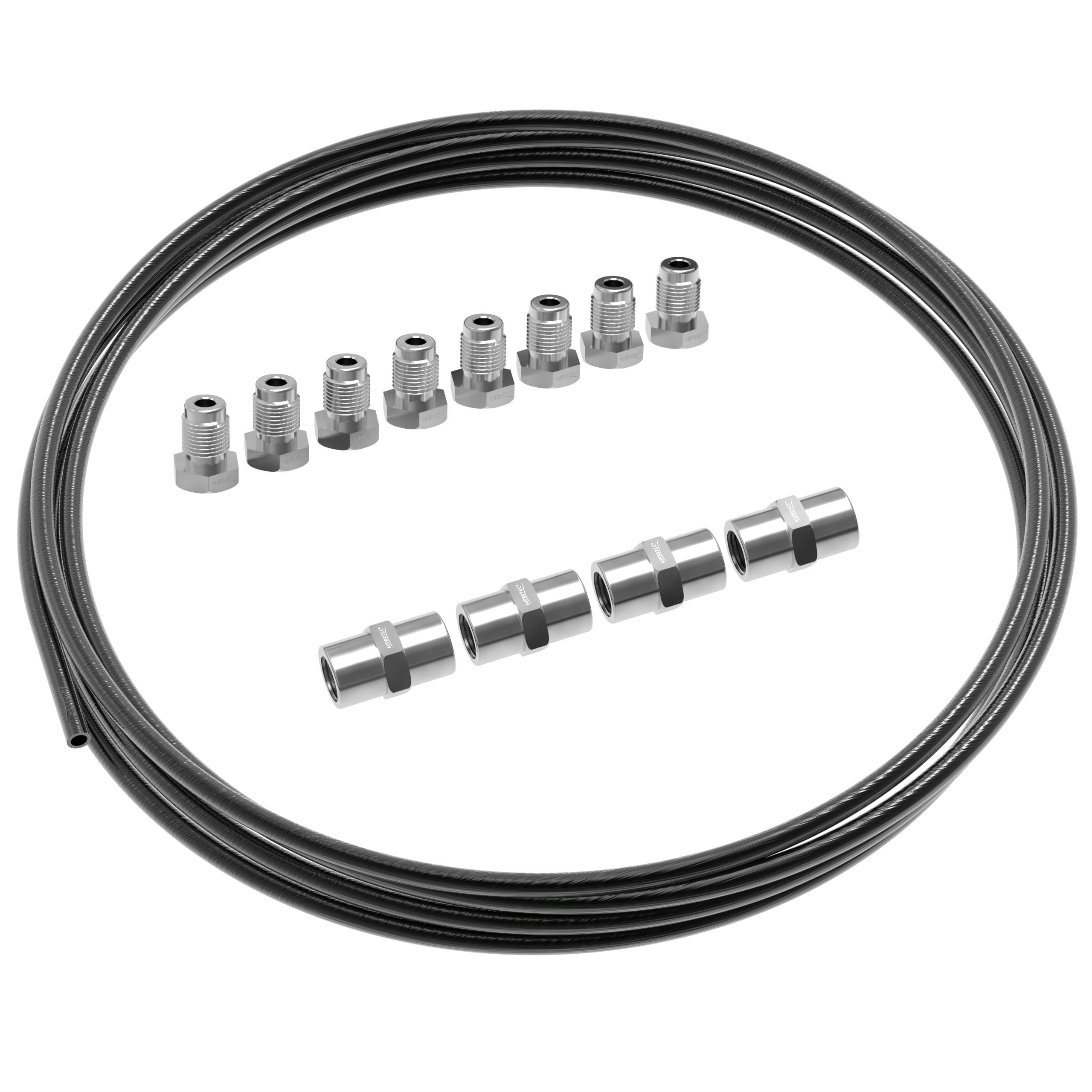 3m Bremsleitung Ø 4,75 mm Stahl mit 8 Verschraubungen + 4 Verbindern im Set