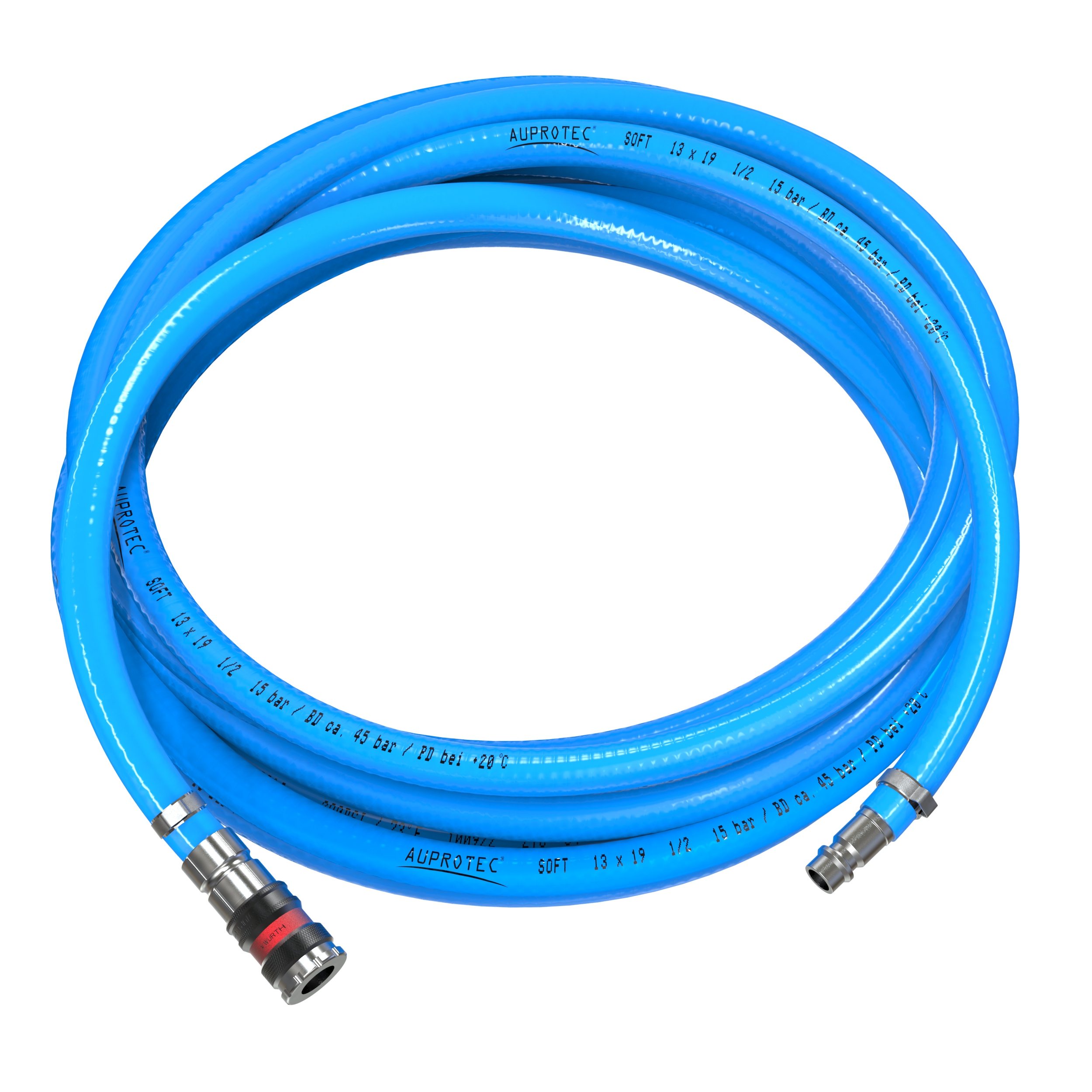 AUPROTEC Druckluftschlauch Set 8mm Ø Innen 3m PVC-Schlauch I Mit S2000 Schnellkupplung für Druckluft-Kompressor I AUPROTEC Kompressorschlauch 