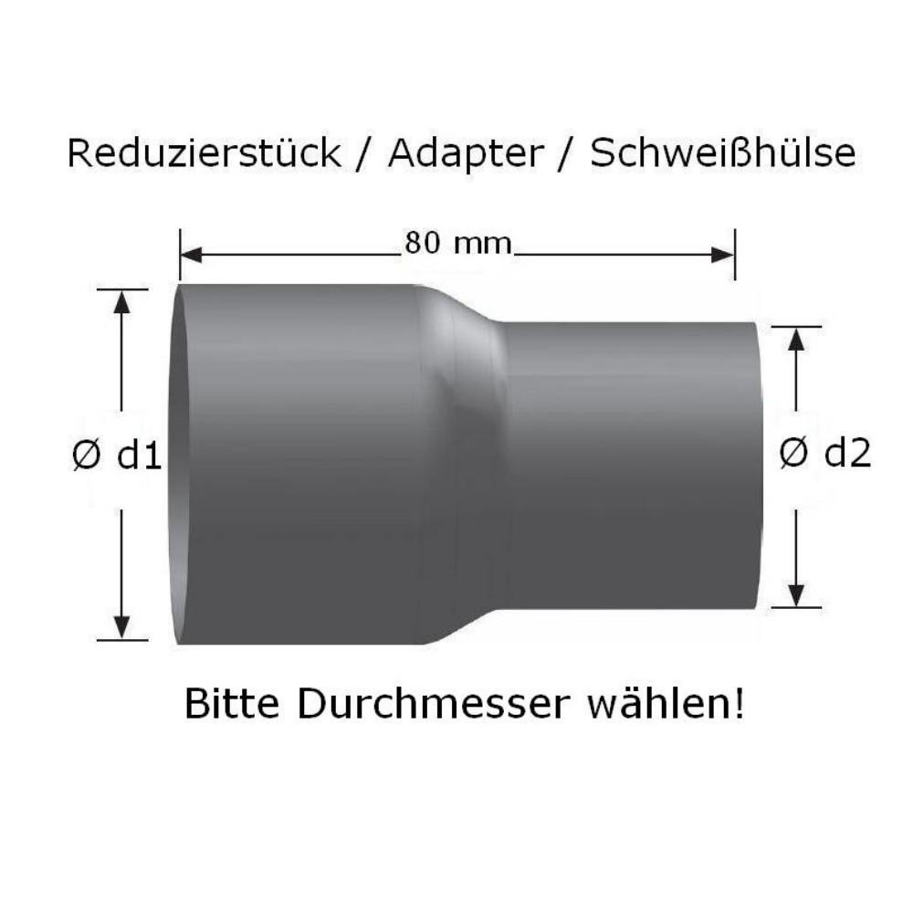 Reduzierstück Abgasanlage Ø 60 mm universal Rohrverbinder d1=64/60 d2=57/53