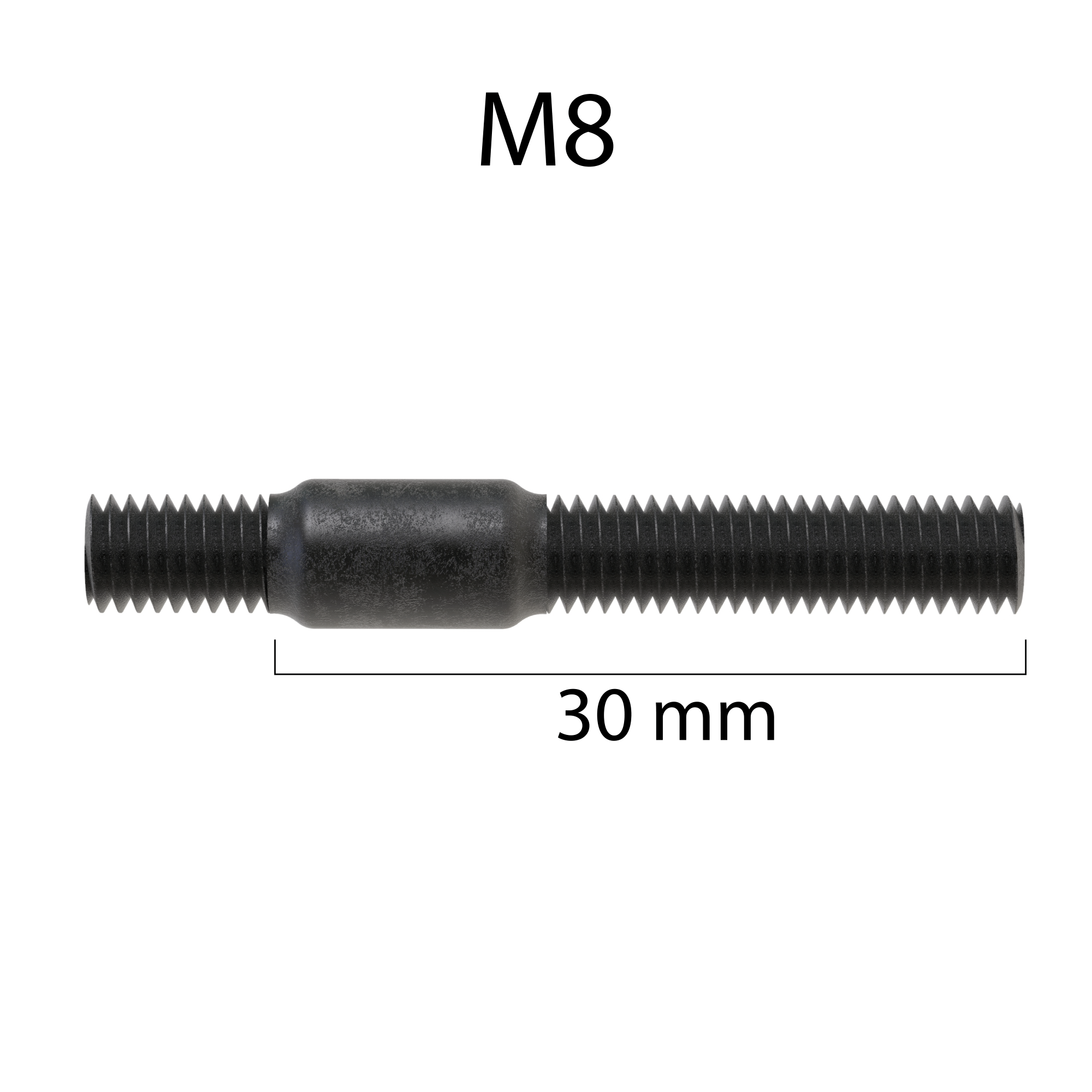 Stehbolzen Stiftschraube 8.8 Stahl Bolzen M8 x 30 mm Gewindestifte Abgasanlage