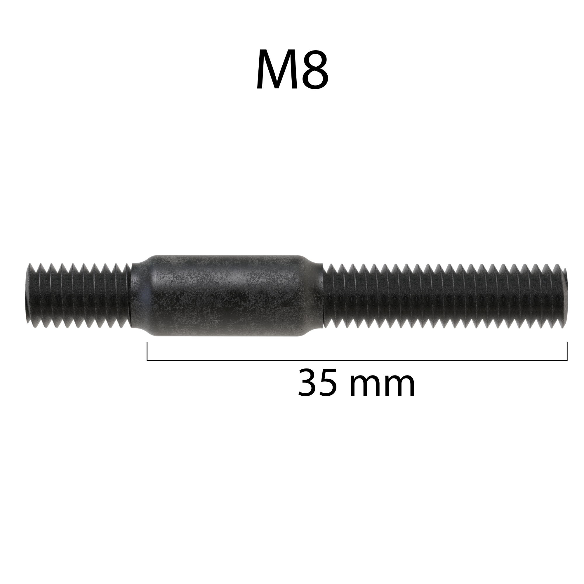 Stehbolzen Stiftschraube 8.8 Stahl Bolzen M8 x 35 mm Gewindestifte Abgasanlage