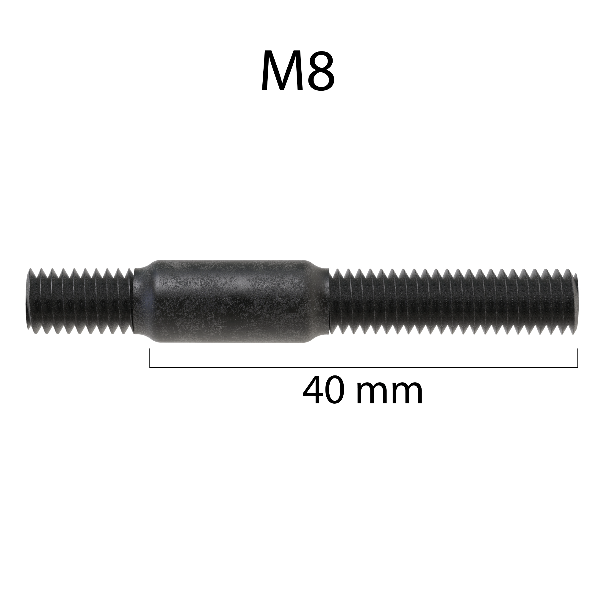 Stehbolzen Stiftschraube 8.8 Stahl Bolzen M8 x 40 mm Gewindestifte Abgasanlage