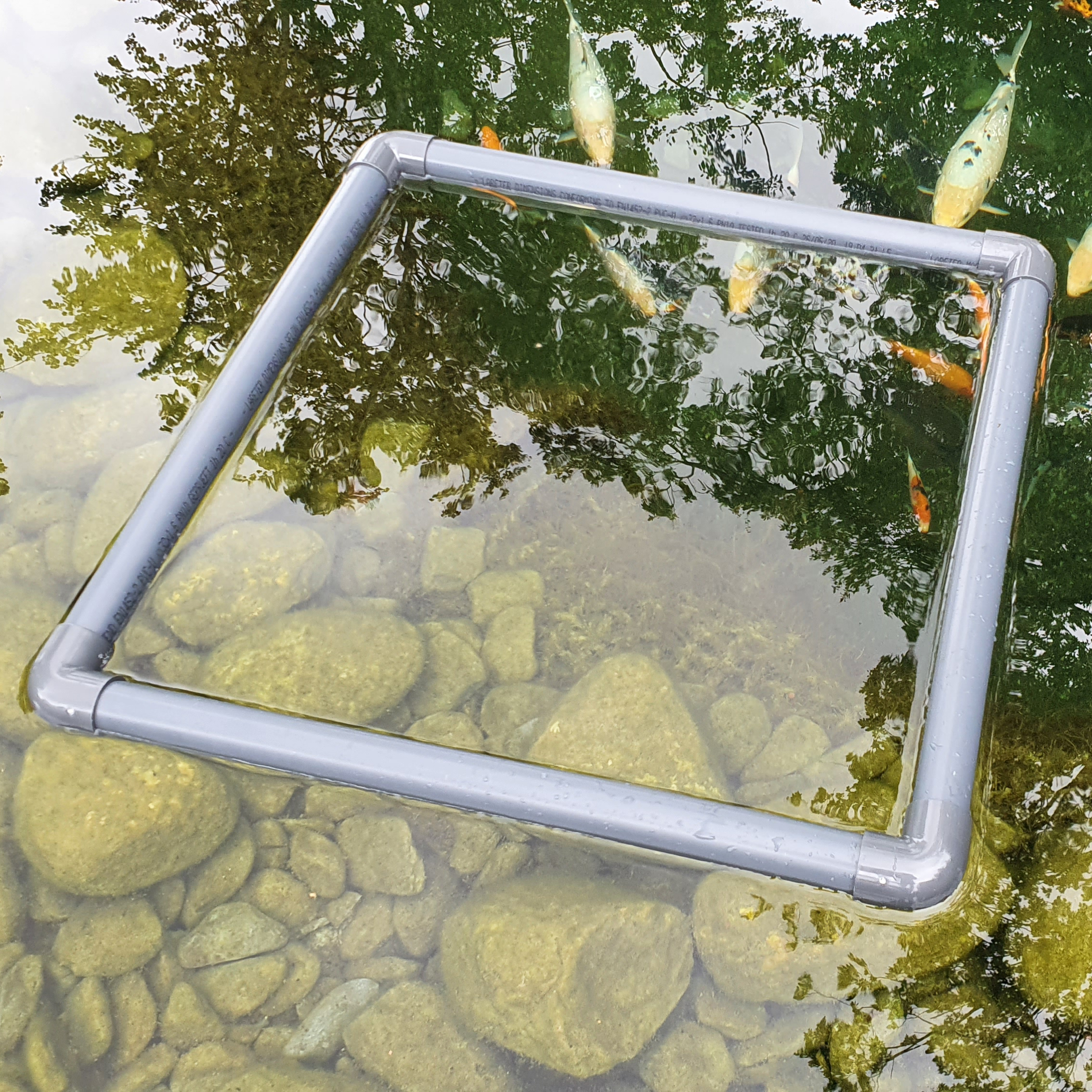 30x30 cm Futterring eckig Teich Gartenteich Futterring für Teichfische schwimmend + Halteseil