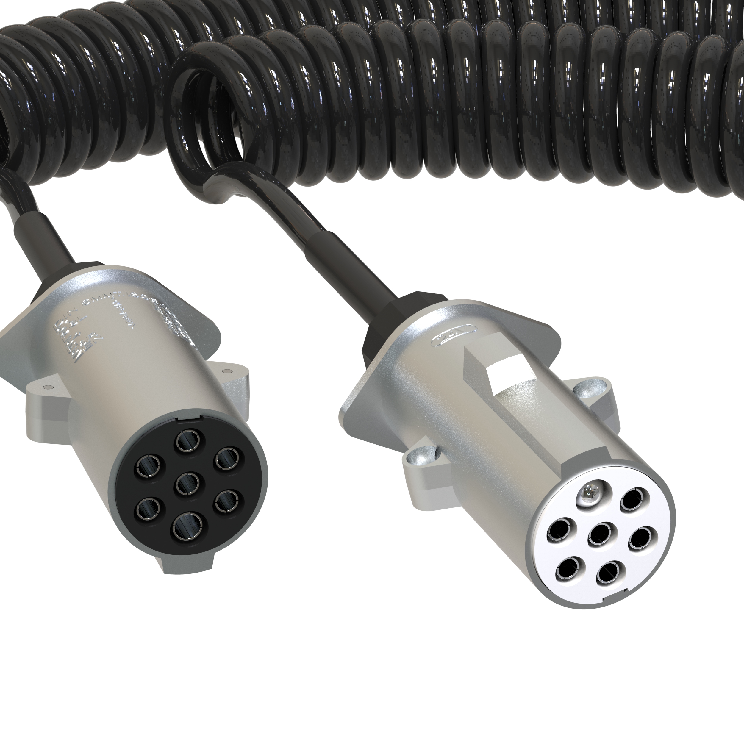 Anhänger Spiralkabel 24V 4m – 15-PIN / 7-PIN N+S TYPE – Metallstecker