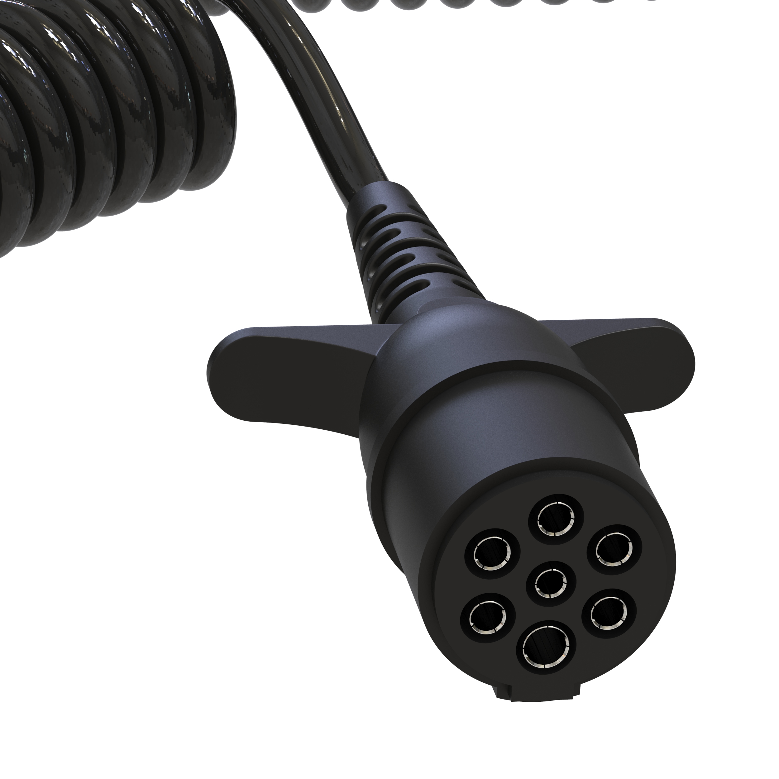Anhänger Spiralkabel 24V 4m – 7-PIN N-TYPE – Overmoulded Stecker
