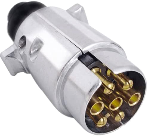 7-poliger Anhängerstecker 12 Volt mit Metall Gehäuse für Pkw-Anhänger