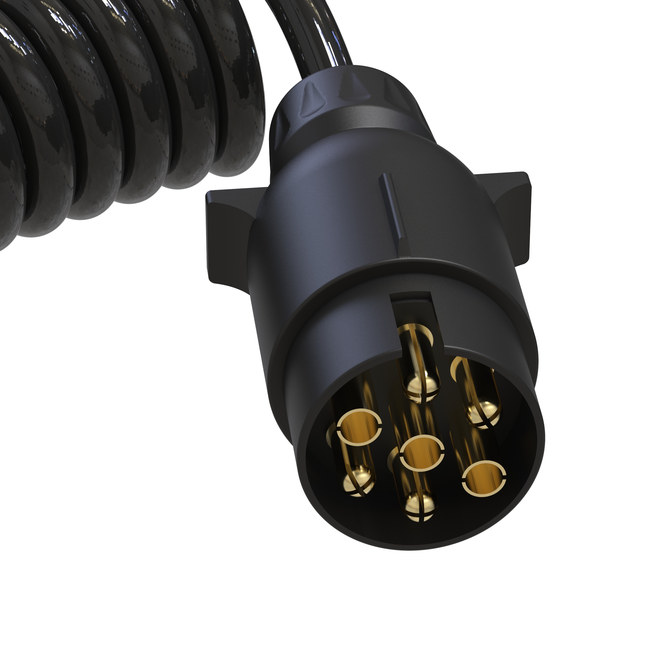 Anhänger Verlängerungskabel 12V 3,5m – 7-polig – Kunststoffstecker – Spiralkabel