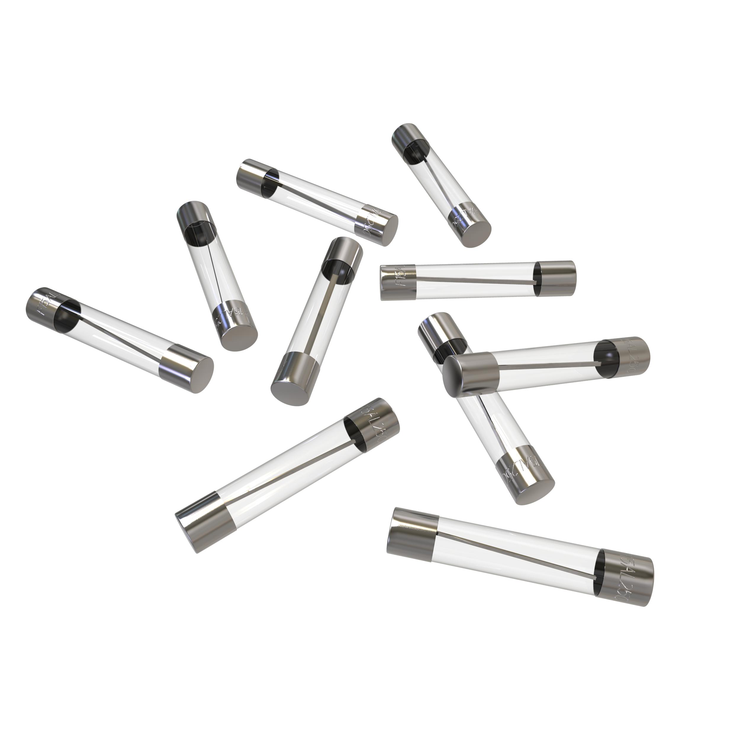 50 Feinsicherungen 15A Ampere 6,35x32 mm Schmelzsicherungen USA Glassicherungen 5A - 50A