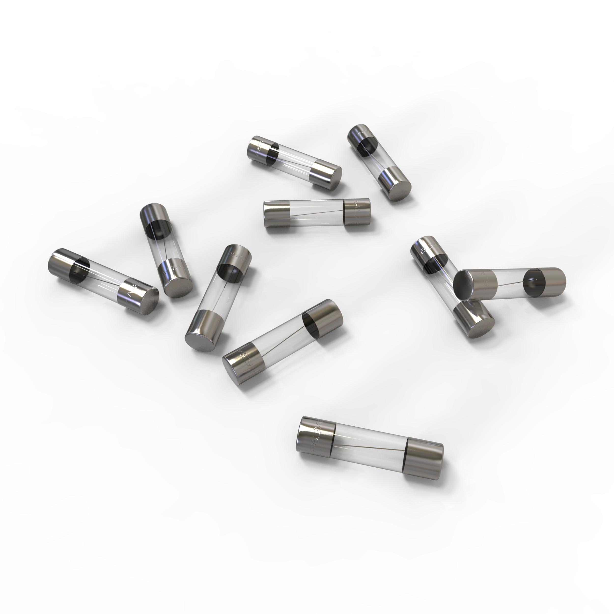 25 Feinsicherungen 5x20 mm 6,3A Ampere Schmelzsicherungen Glassicherungen