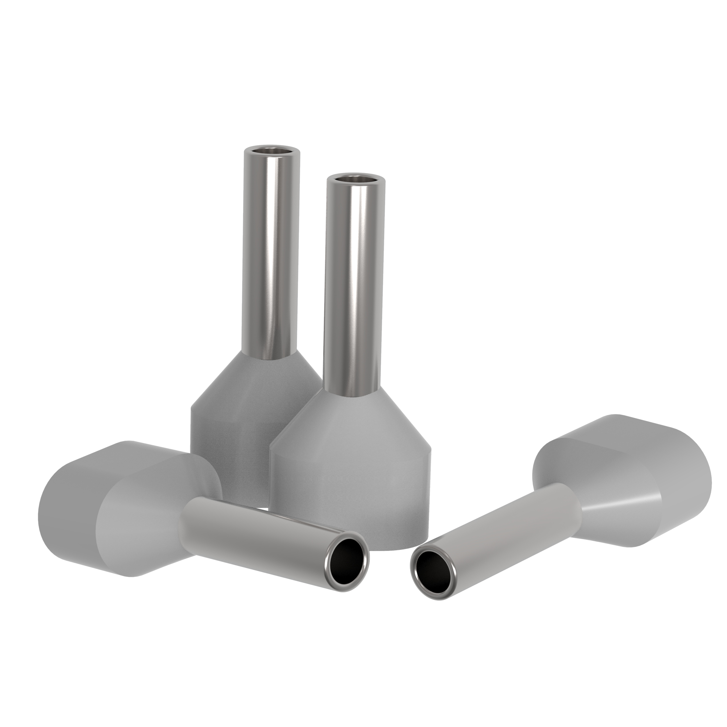 100 Twin Aderendhülsen 4 mm² isoliert grau Kabelendhülsen