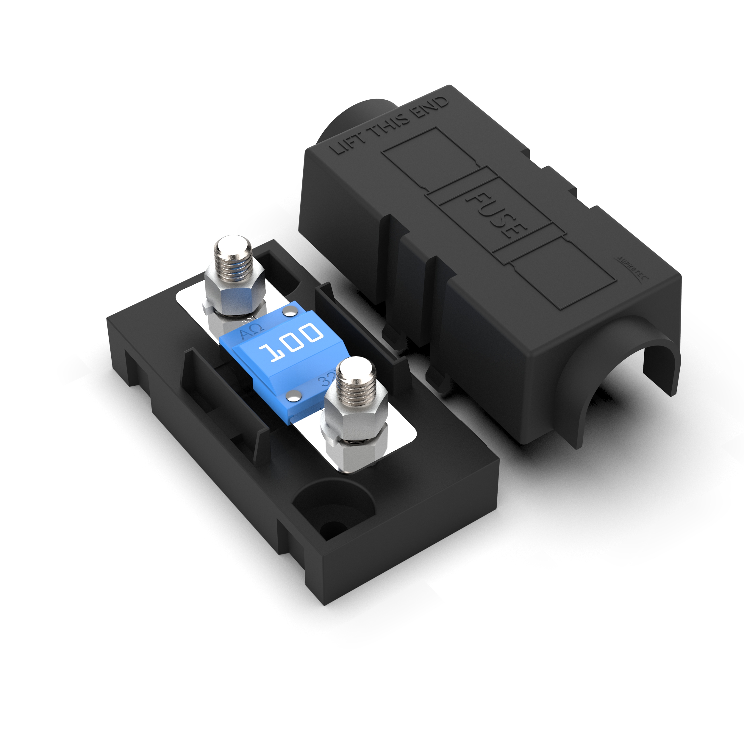 Sicherungshalter für MIDI Sicherungen mit Schutzabdeckung + MIDI Sicherung 100A blau