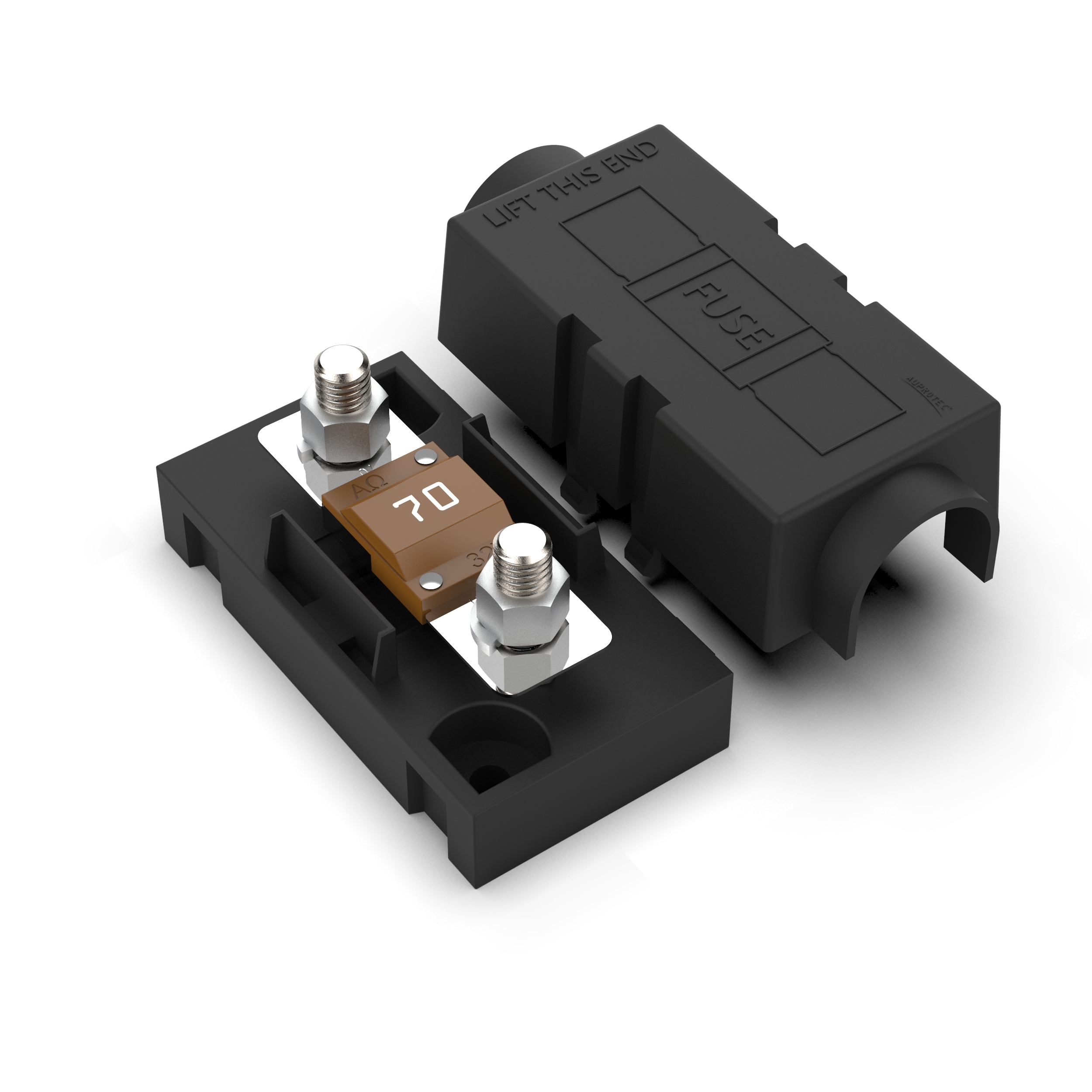 Sicherungshalter für MIDI Sicherungen mit Schutzabdeckung + MIDI Sicherung 70A braun
