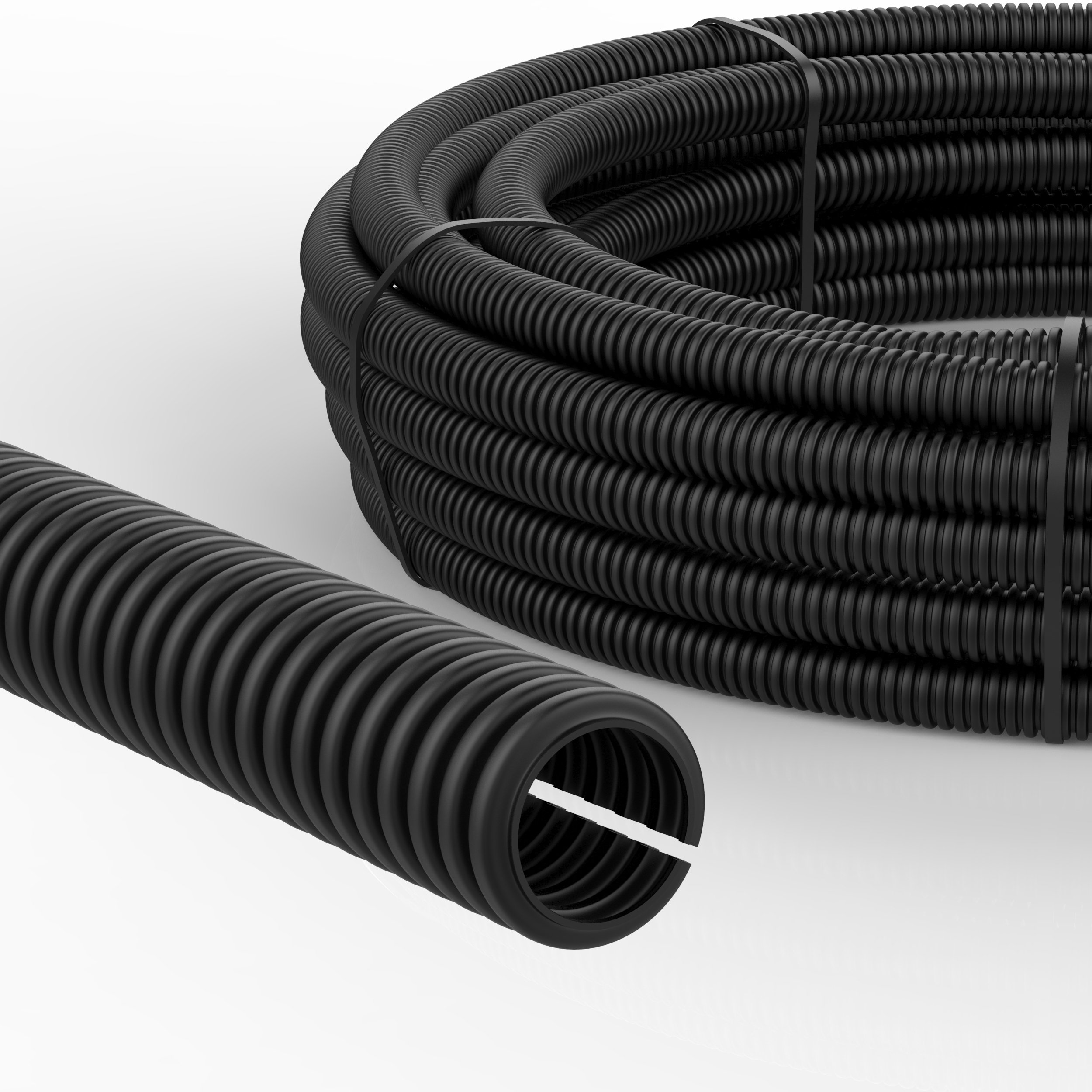 Ø 8,5 mm / Außen Ø 11 mm Wellrohr schwarz Wellschlauch geschlitzt PP hitzebeständig Meterware