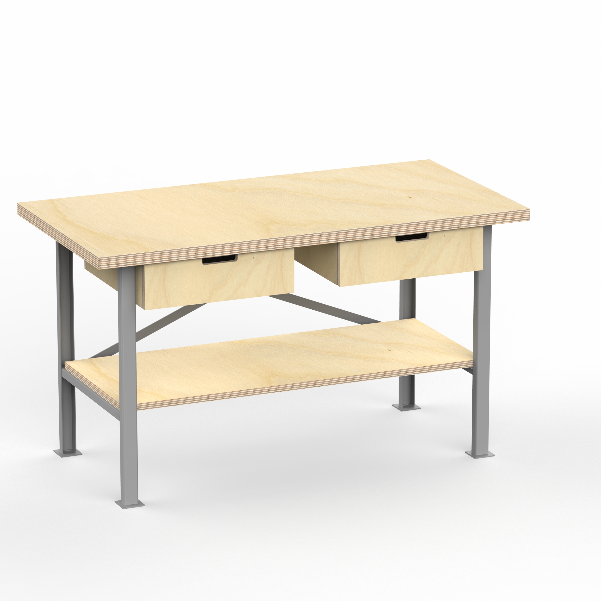 Profi Werkbank 1500 x 700 x 850 mm mit 40 mm Arbeitsplatte und Boden + 2 Schubkästen