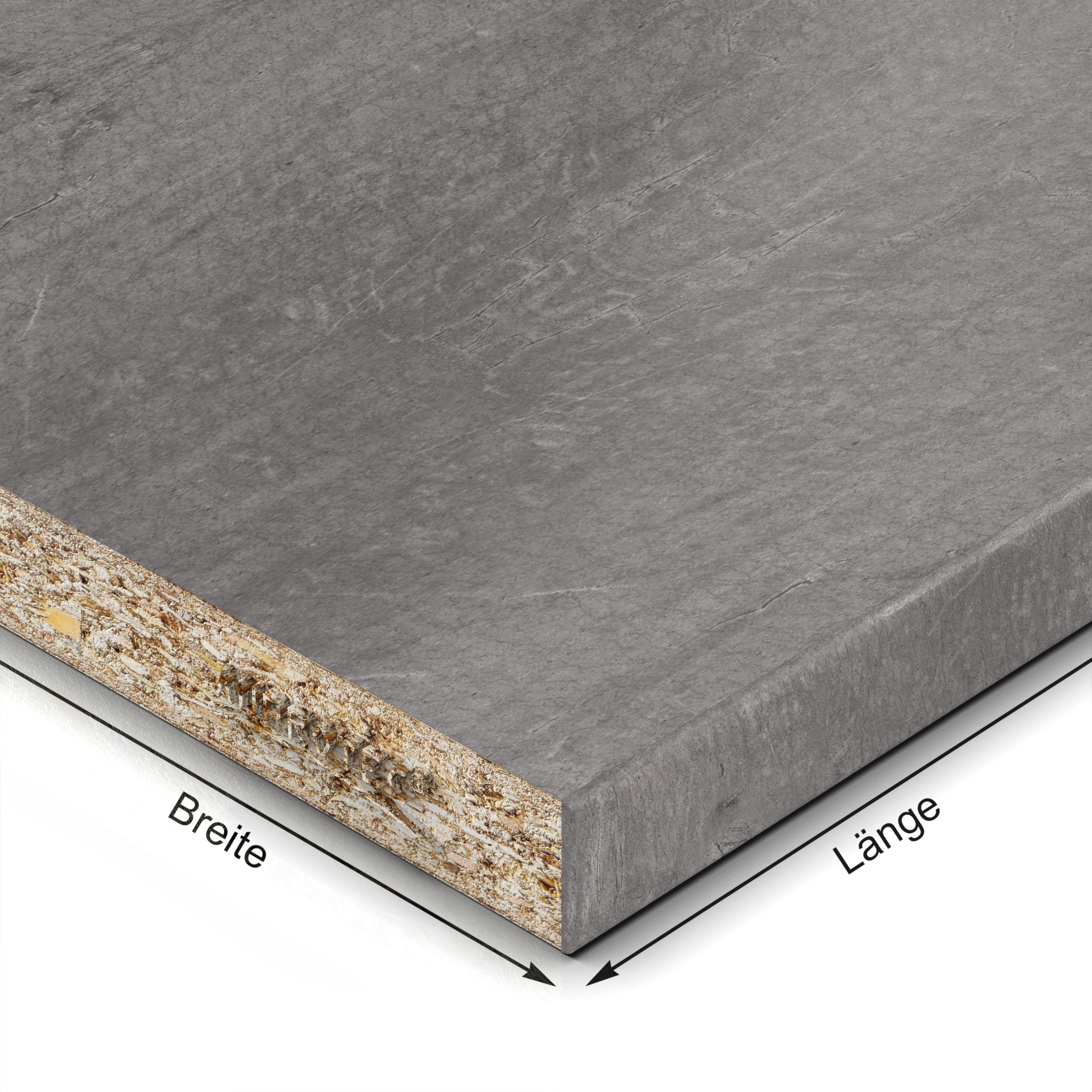 Einlegeboden Dekor Atlantic Stone Graphite bis 1000 x 800 mm Regalboden 19 mm melaminharzbeschichtet mit ABS Kante