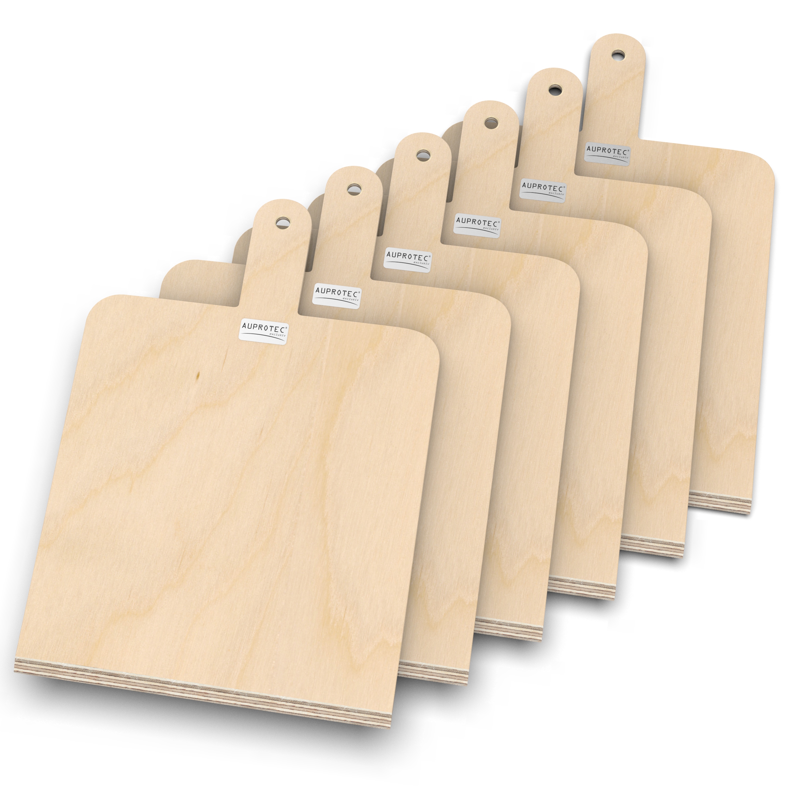 6 Pizzaschaufeln L (32 x 32 cm) Holz Pizzaschieber Pizzabretter Birke geschliffen Modell Danny