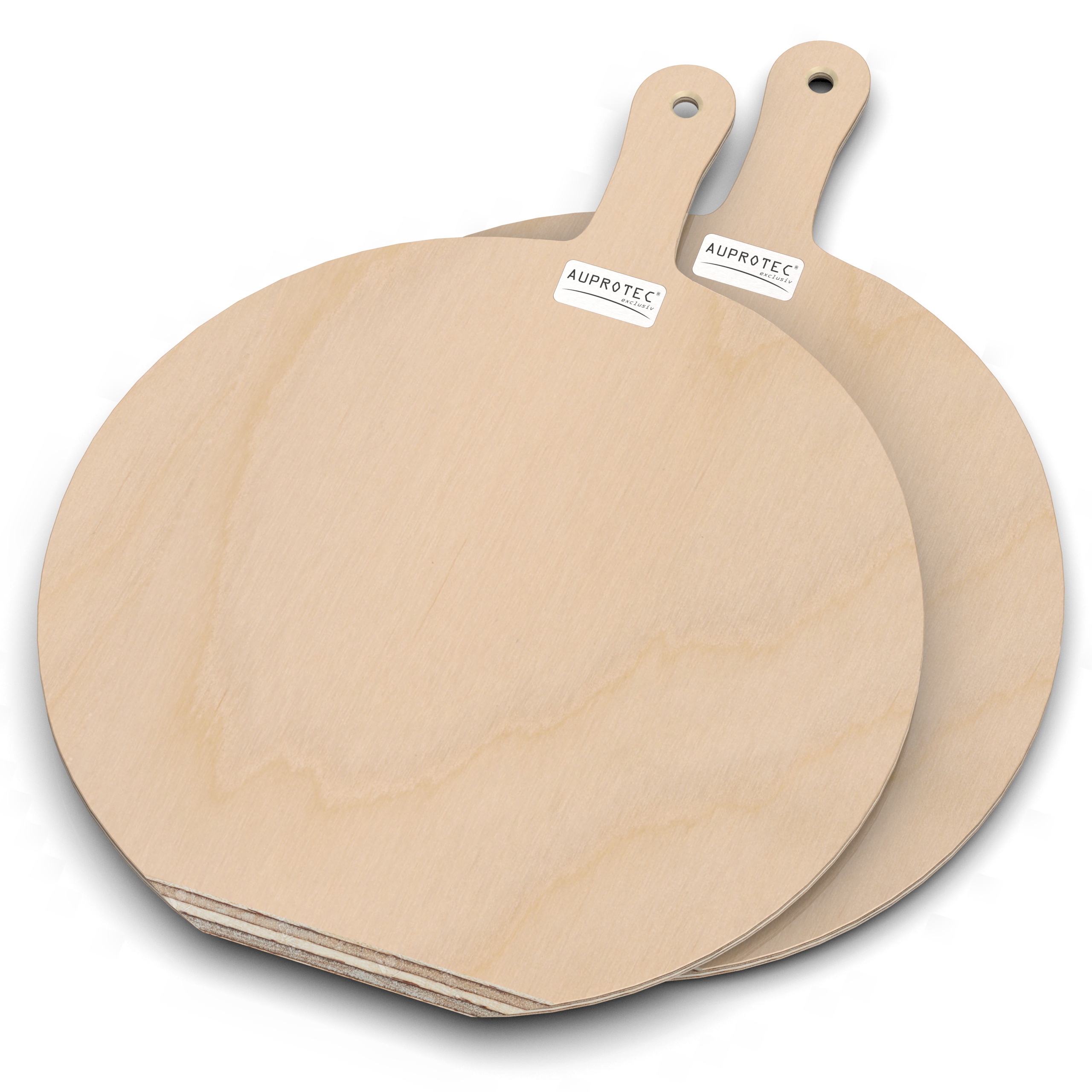 2 Pizzaschaufeln L (Ø 36 cm) Holz Pizzaschieber Pizzabretter Birke geschliffen Modell Hendrik