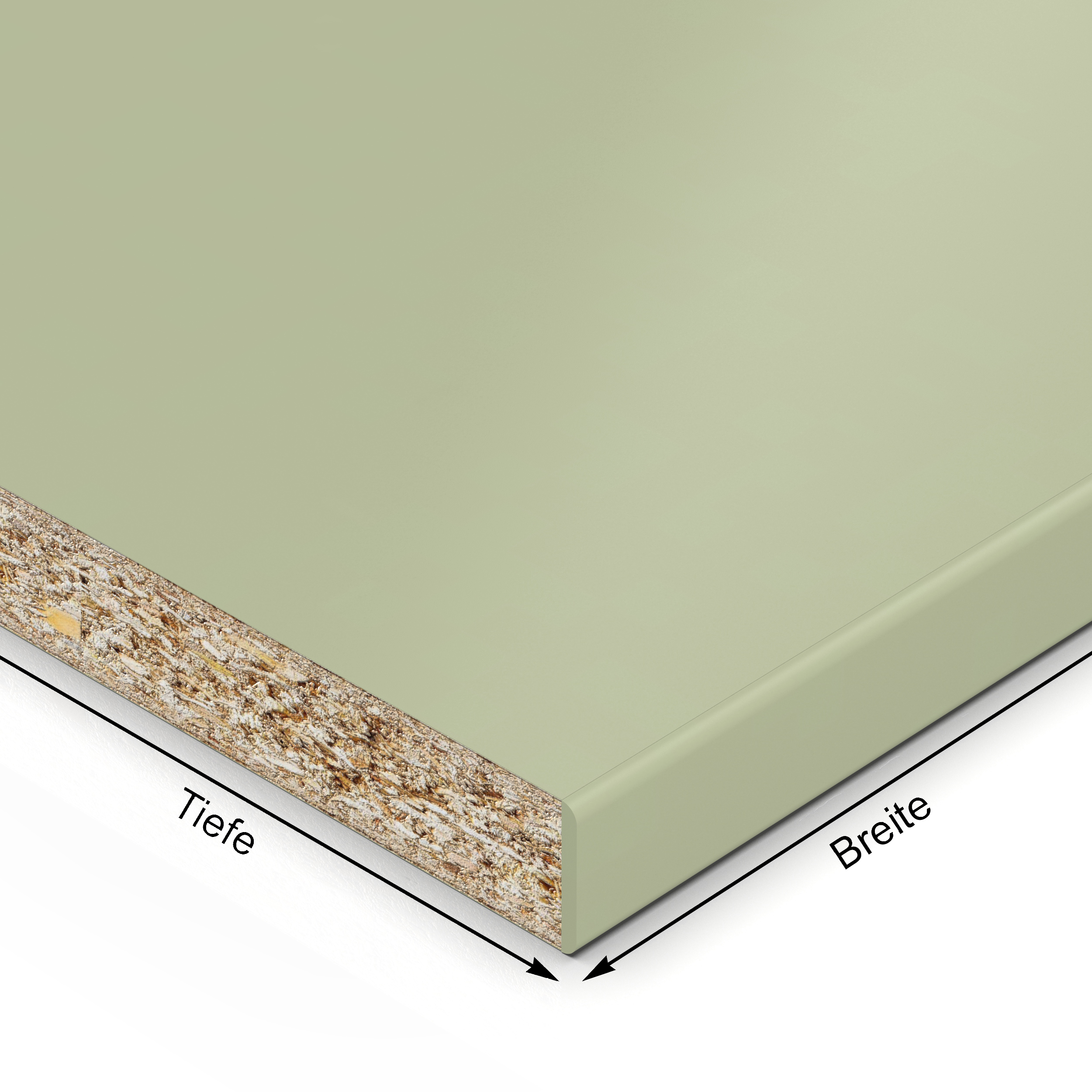 Einlegeboden Dekor Avocado Green 22458MN bis 1000 x 800 mm Regalboden 19 mm melaminharzbeschichtet mit ABS Kante