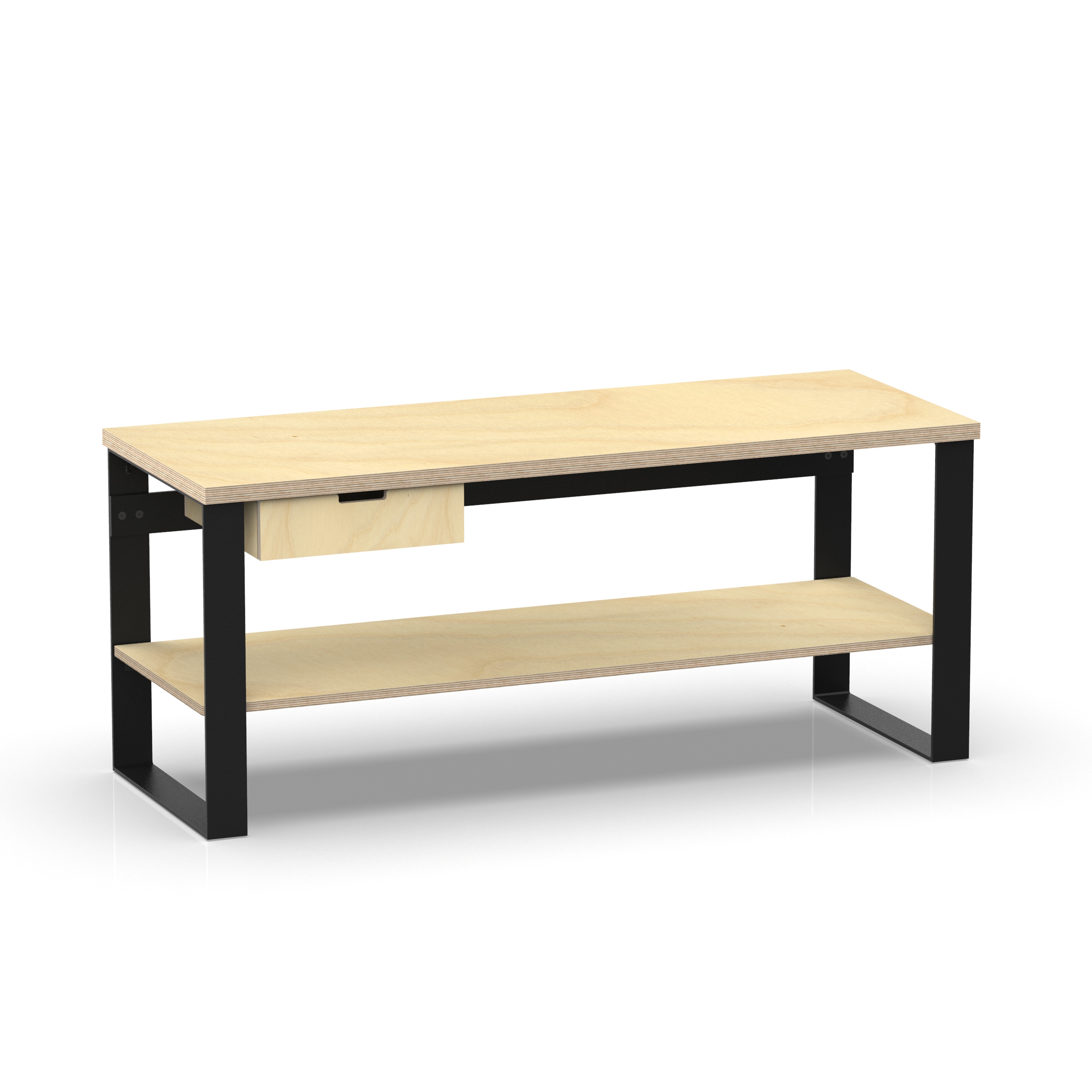 Profi Design Werkbank 2000 x 750 x 850 mm mit 40 mm Arbeitsplatte + Boden mit Schubkasten links