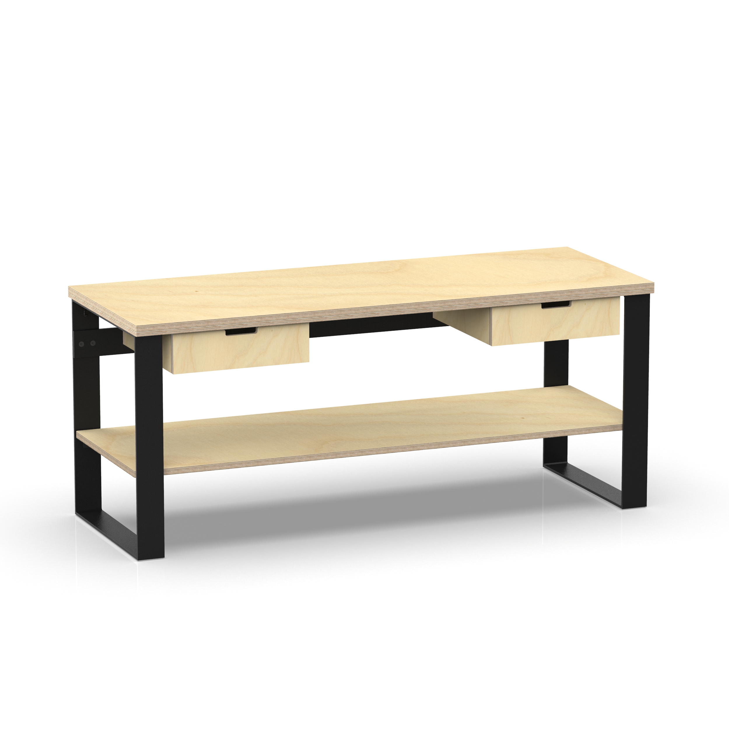 Profi Design Werkbank 2000 x 750 x 850 mm mit 40 mm Arbeitsplatte + Boden mit 2 Schubkästen links & rechts