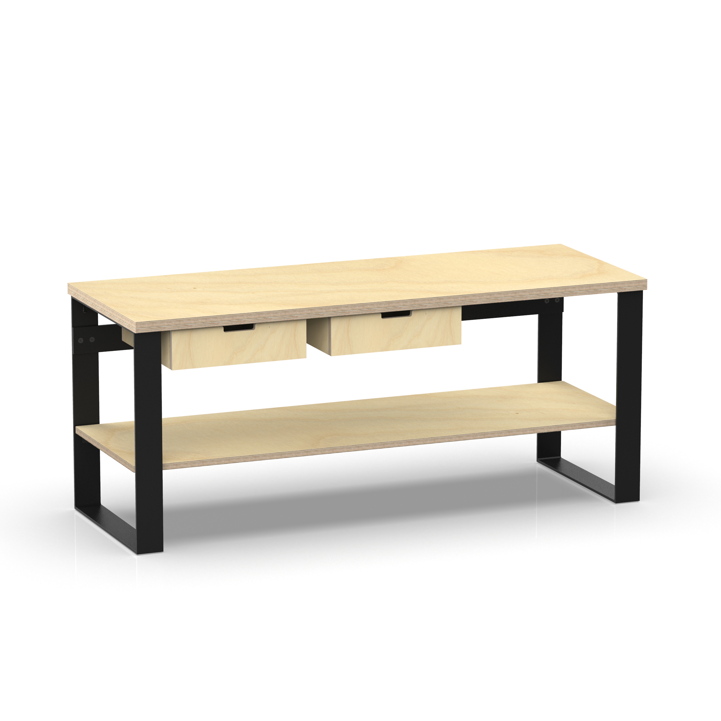 Profi Design Werkbank 1800 x 750 x 850 mm mit 40 mm Arbeitsplatte + Boden + 2 Schubkästen links & mitte
