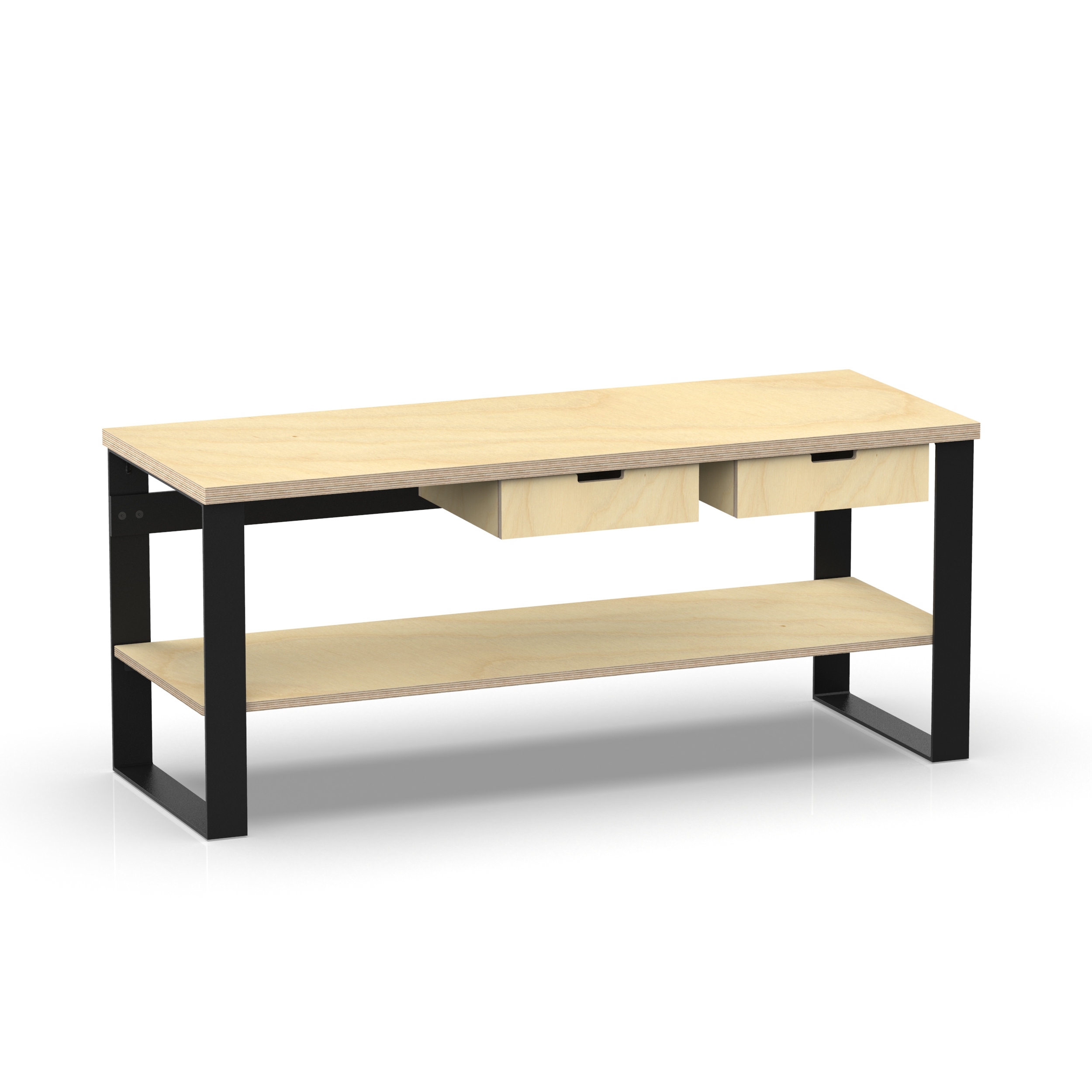Profi Design Werkbank 1800 x 750 x 850 mm mit 40 mm Arbeitsplatte + Boden mit 2 Schubkästen mitte & rechts