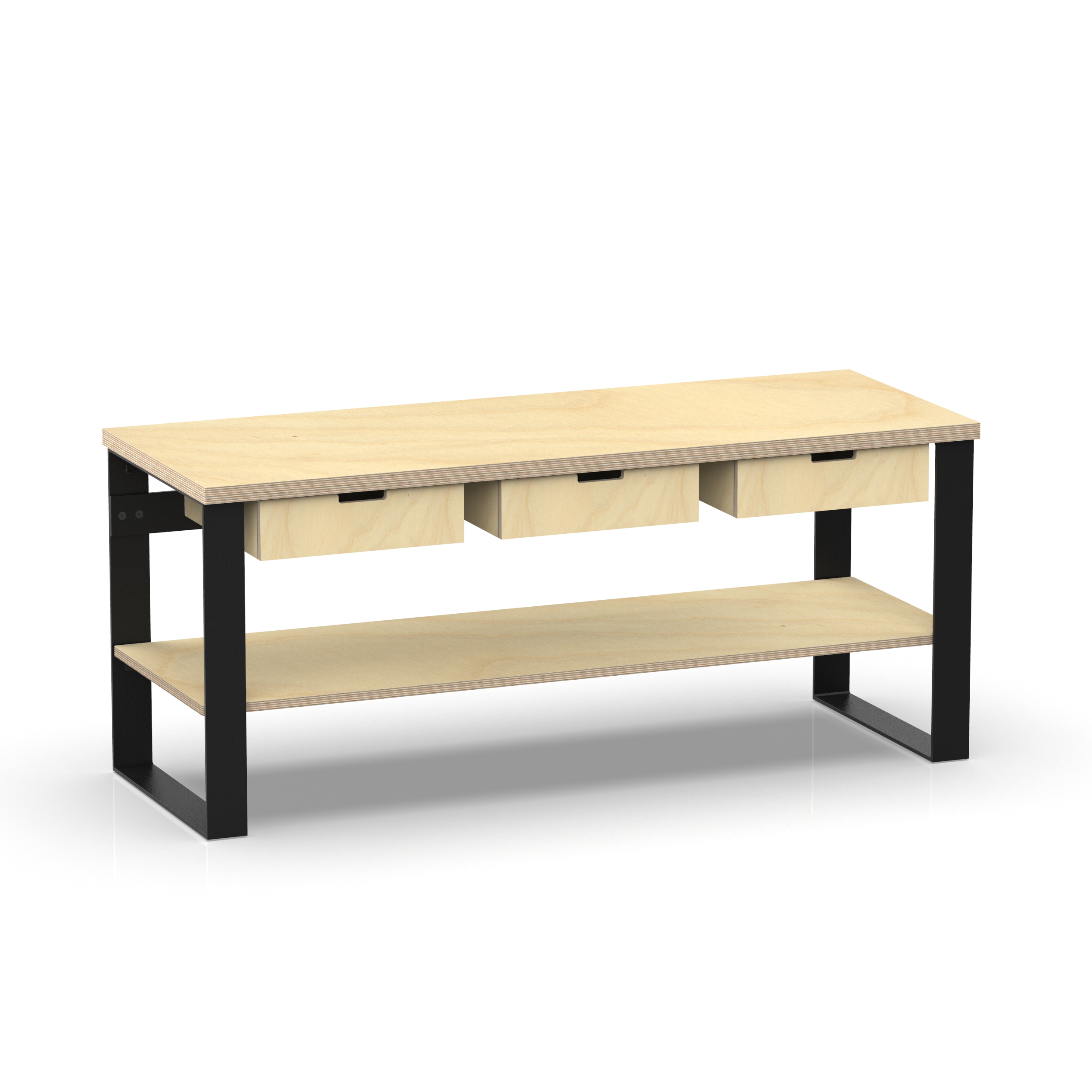 Profi Design Werkbank 2000 x 750 x 850 mm mit 40 mm Arbeitsplatte + Boden mit 3 Schubkästen