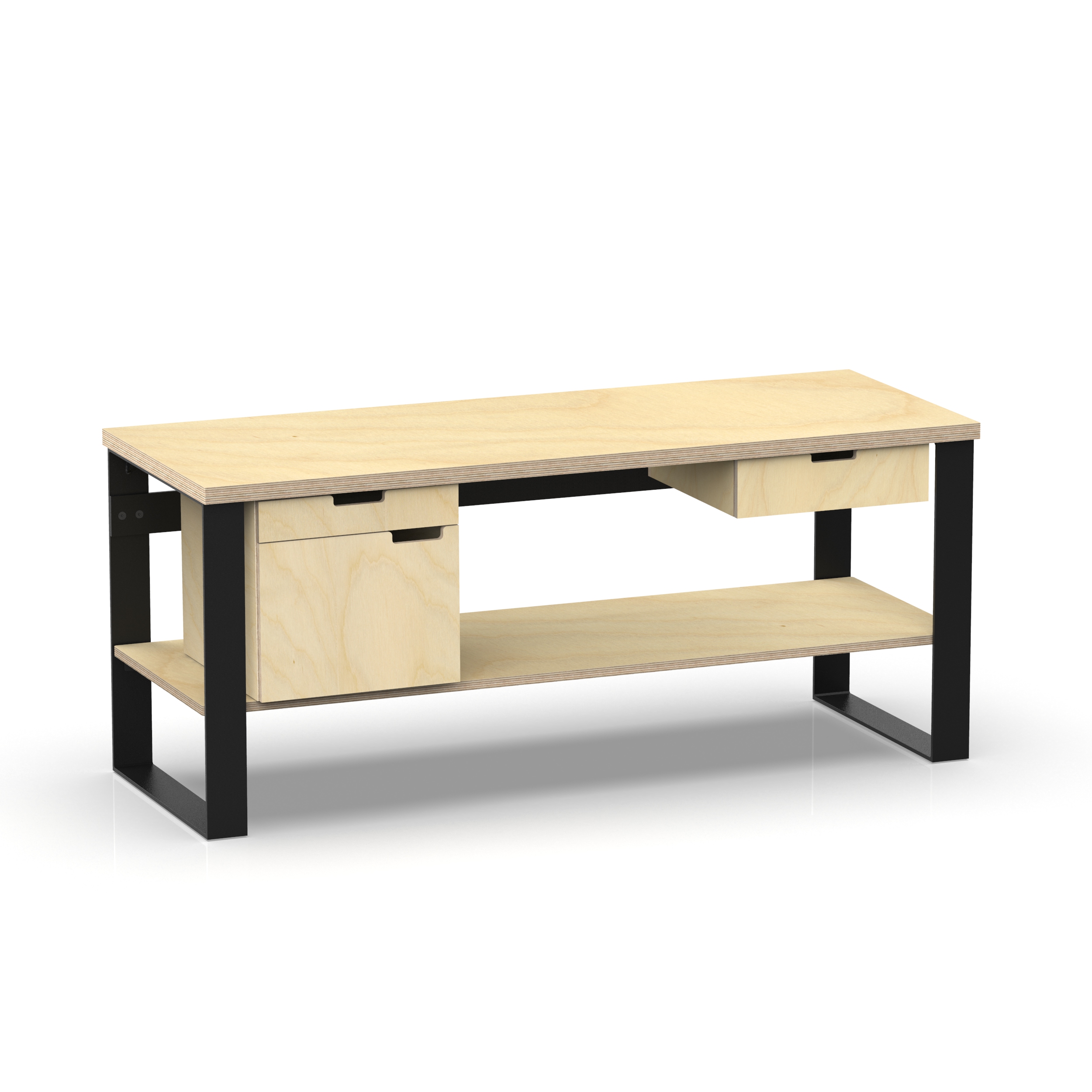 Profi Design Werkbank 2000 x 750 x 850 mm mit 40 mm Arbeitsplatte + Boden mit Schubkasten rechts + Unterschrank links