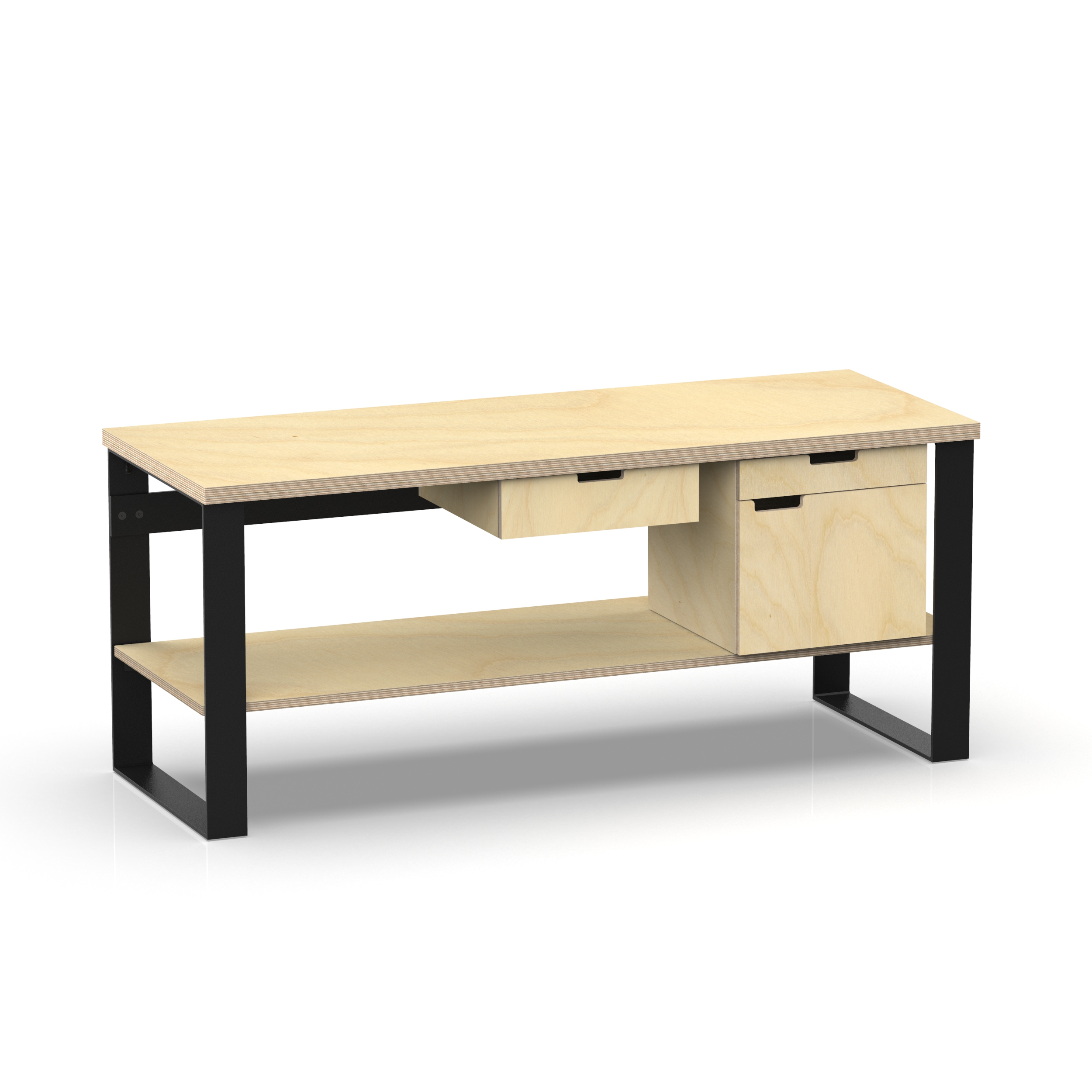 Profi Design Werkbank 1800 x 750 x 850 mm mit 40 mm Arbeitsplatte und Boden mit 1 Schubkasten mitte + 1 Schrank rechts