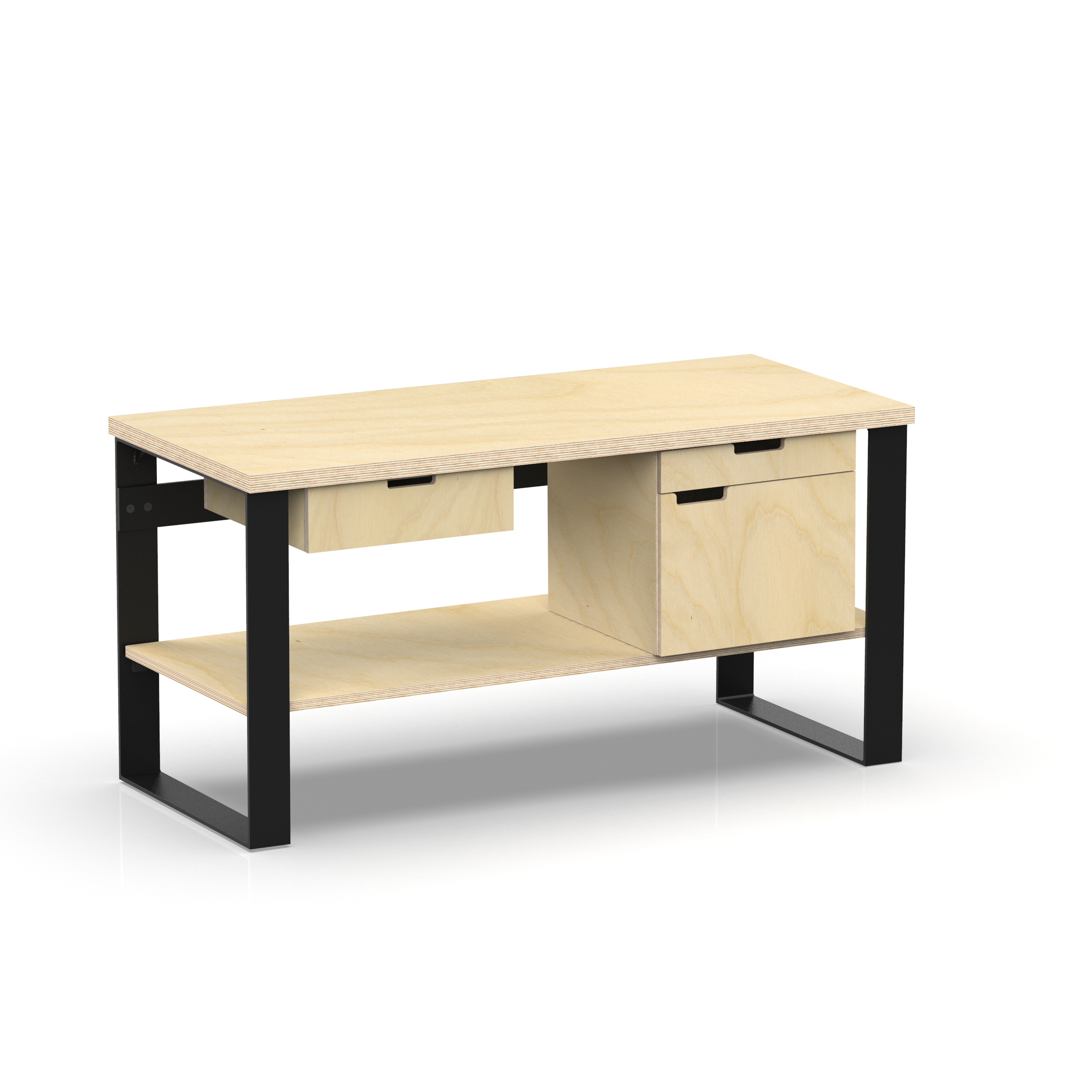 Profi Design Werkbank 1500 x 750 x 850 mm mit 40 mm Arbeitsplatte und Boden + 1 Schubkasten + 1 Schrank rechts