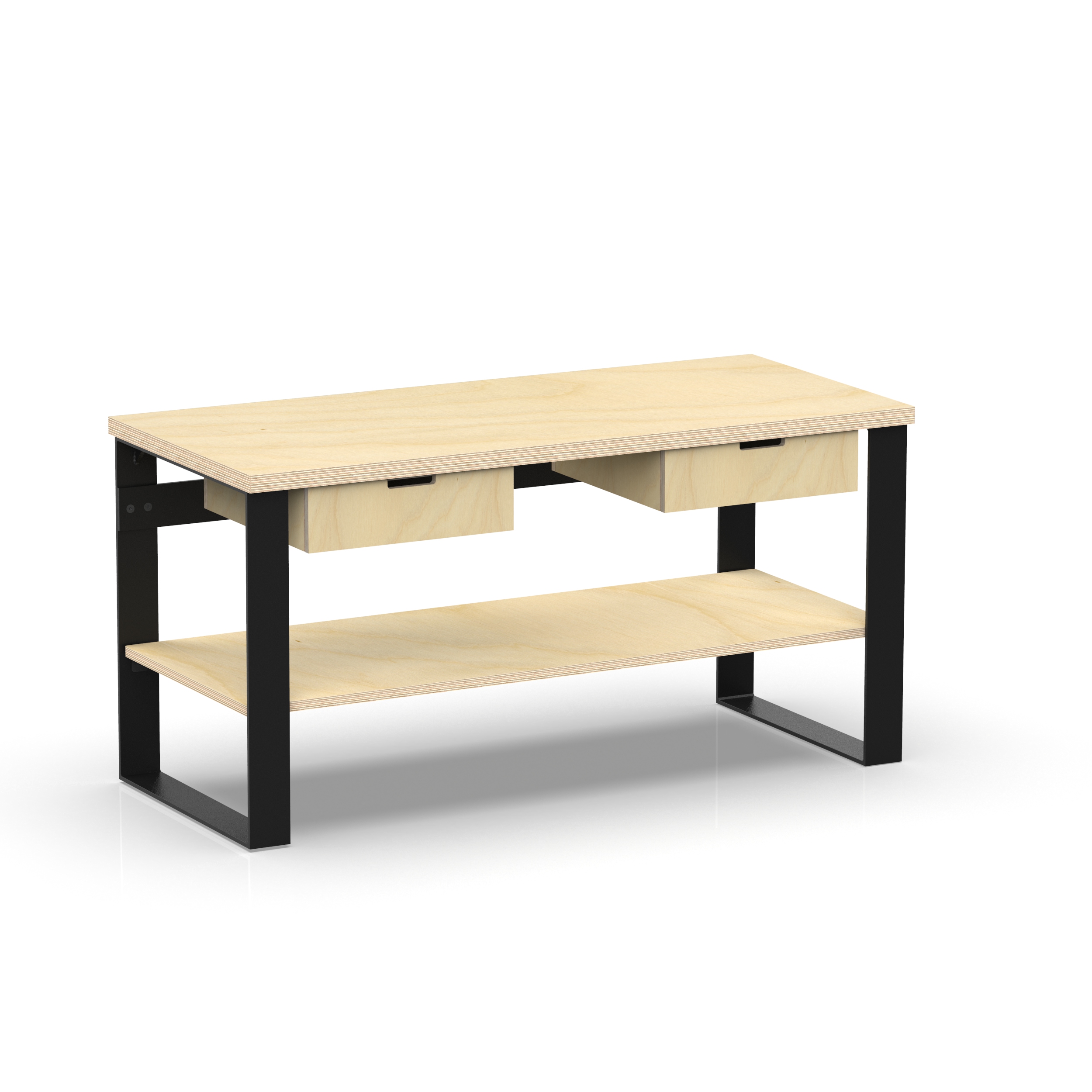 Profi Design Werkbank 1500 x 750 x 850 mm mit 40 mm Arbeitsplatte und Boden + 2 Schubkästen