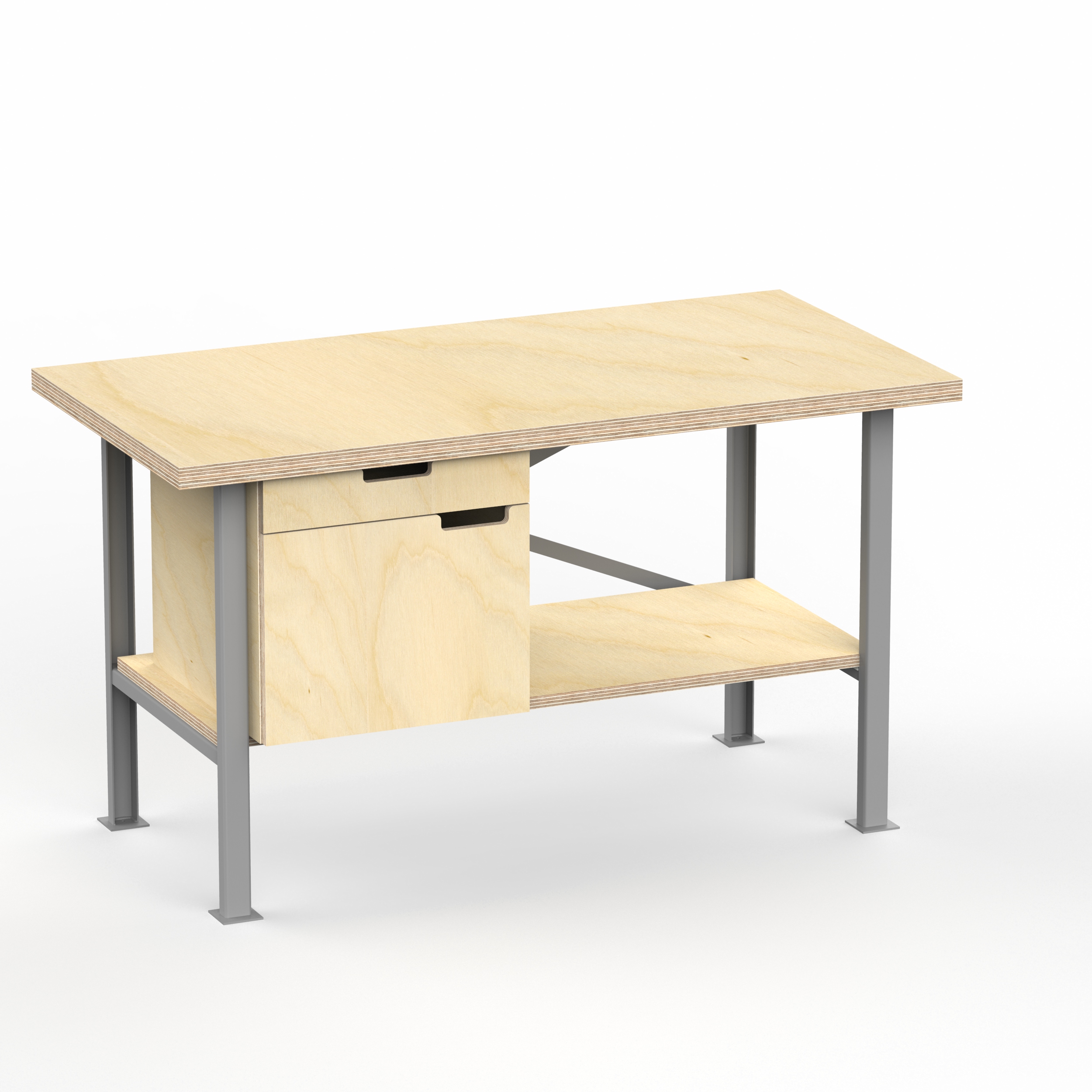 Profi Werkbank 1600 x 750 x 850 mm mit 40 mm Arbeitsplatte und Boden + 1 Schrank links