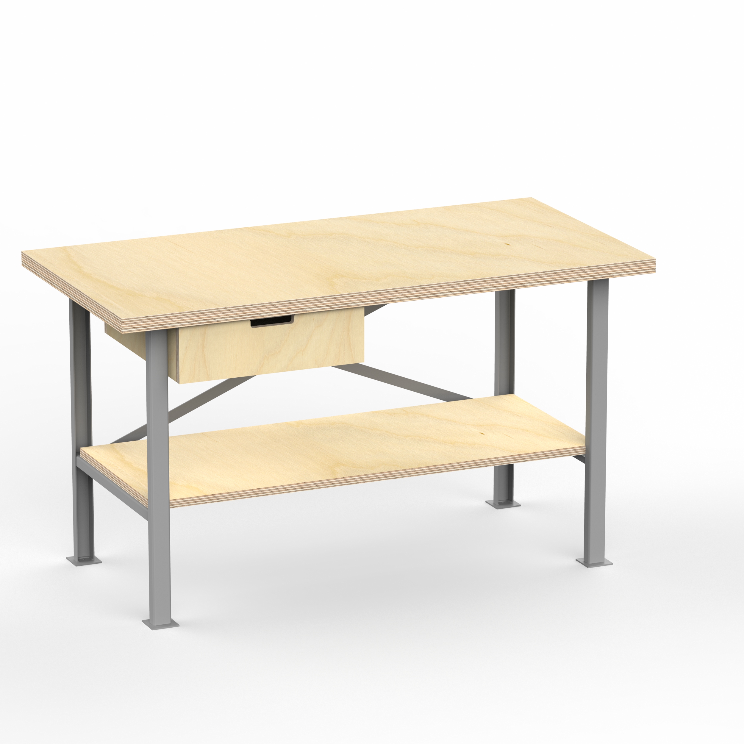 Profi Werkbank 1250 x 700 x 850 mm mit 40 mm Arbeitsplatte und Boden + 1 Schubkasten