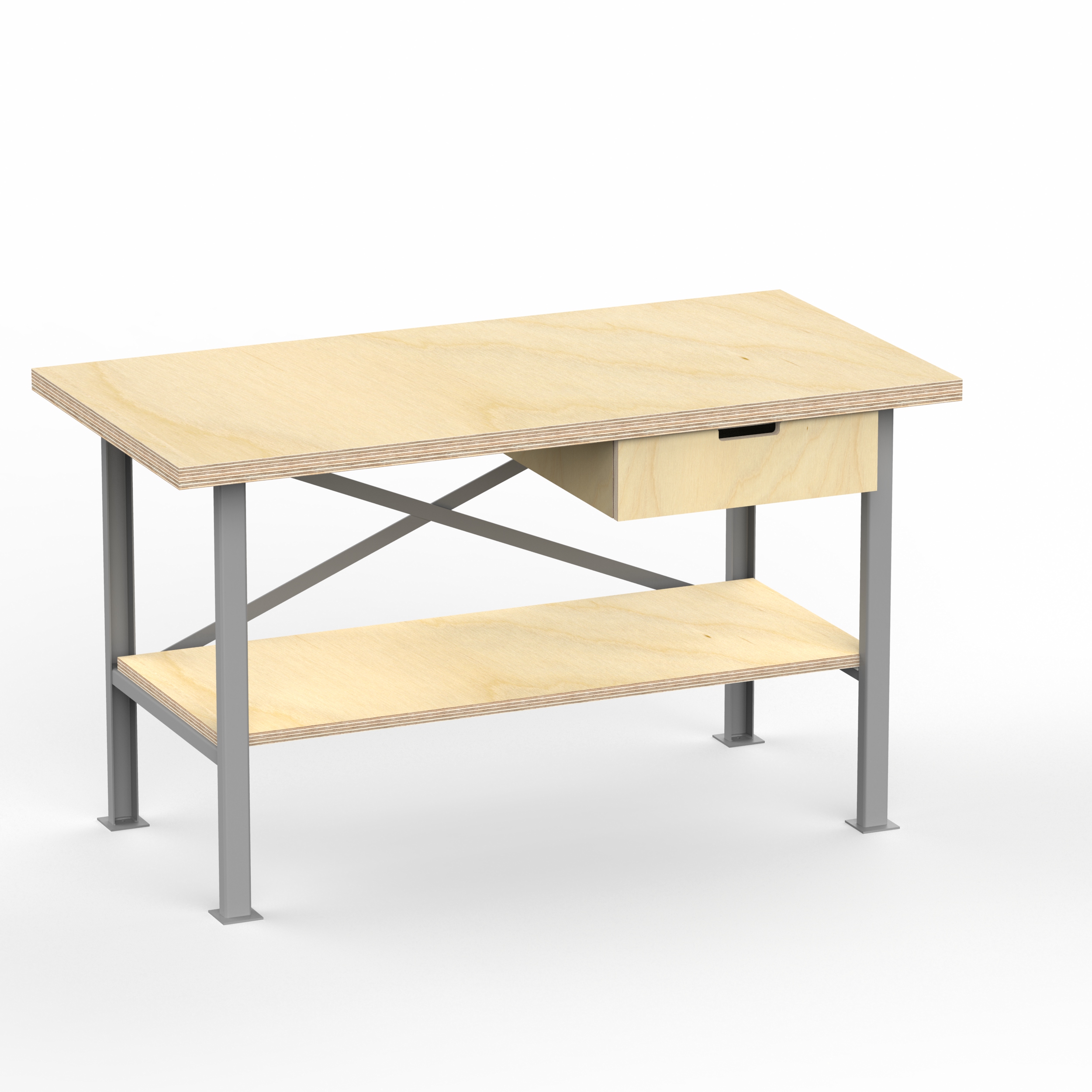 Profi Werkbank 1500 x 600 x 850 mm mit 40 mm Arbeitsplatte und Boden + 1 Schubkasten